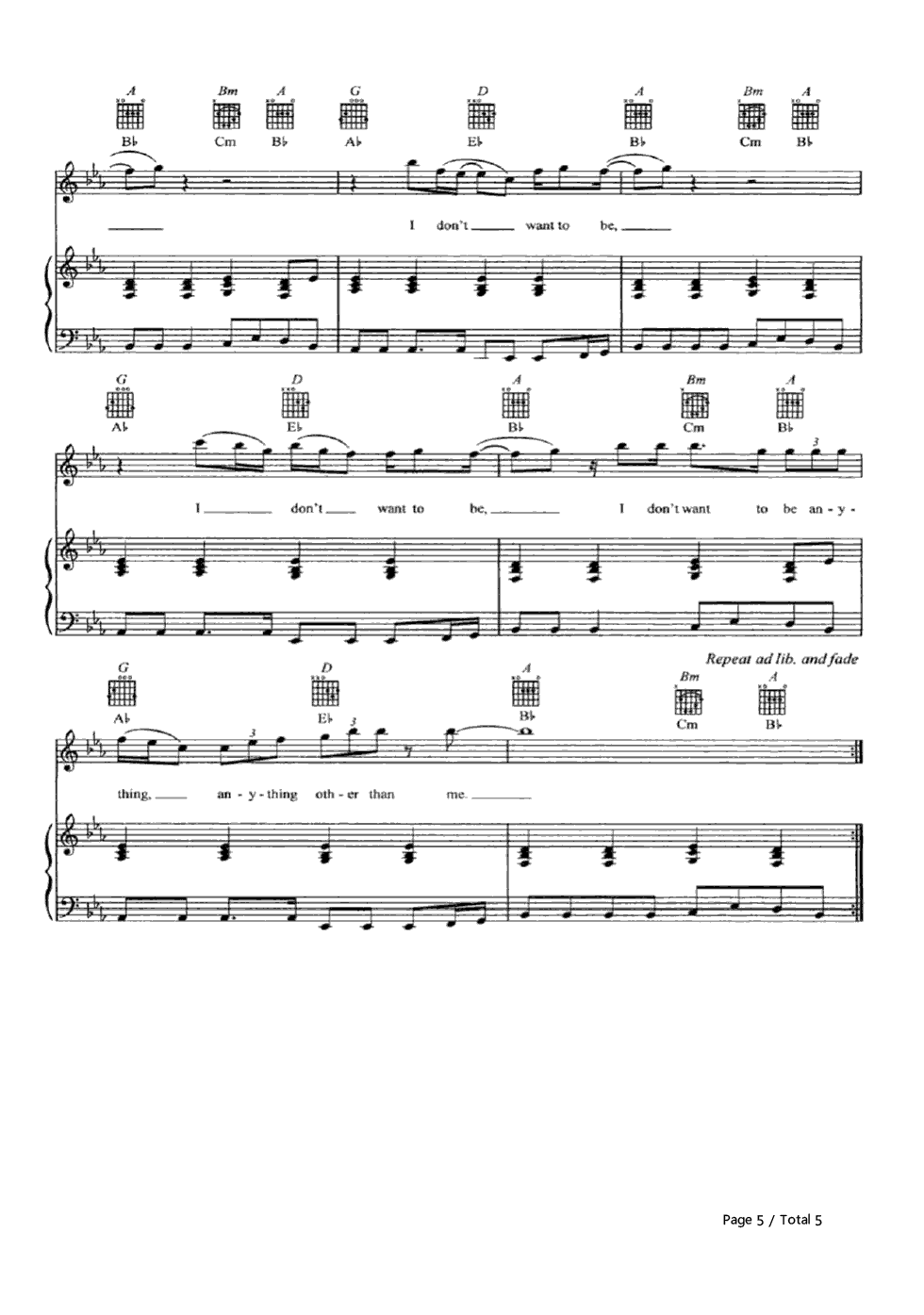 I Don't Want to Be钢琴谱-Gavin DeGraw5