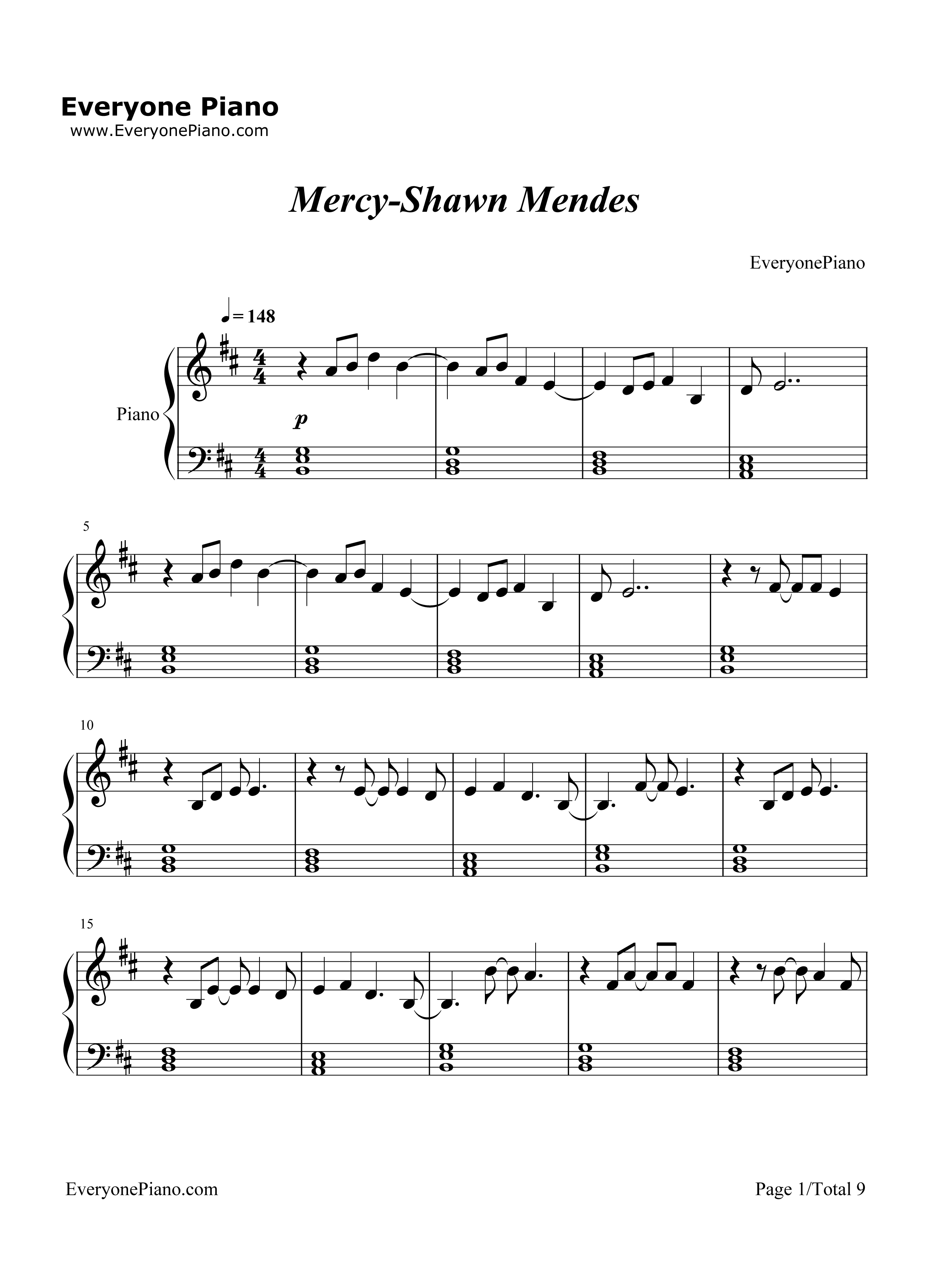 Mercy钢琴谱-Shawn Mendes1