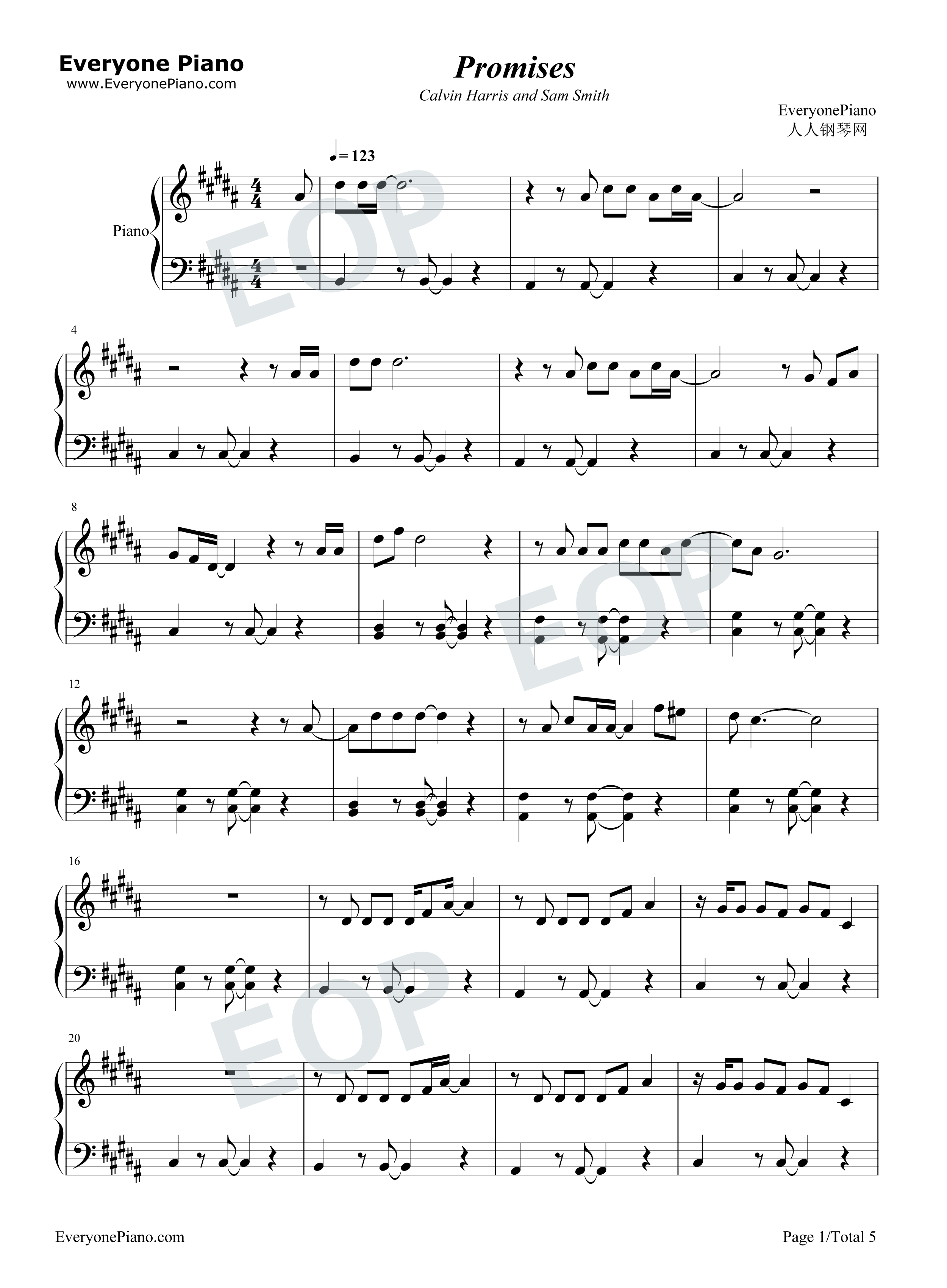 Promises钢琴谱-Calvin Harris Sam Smith1