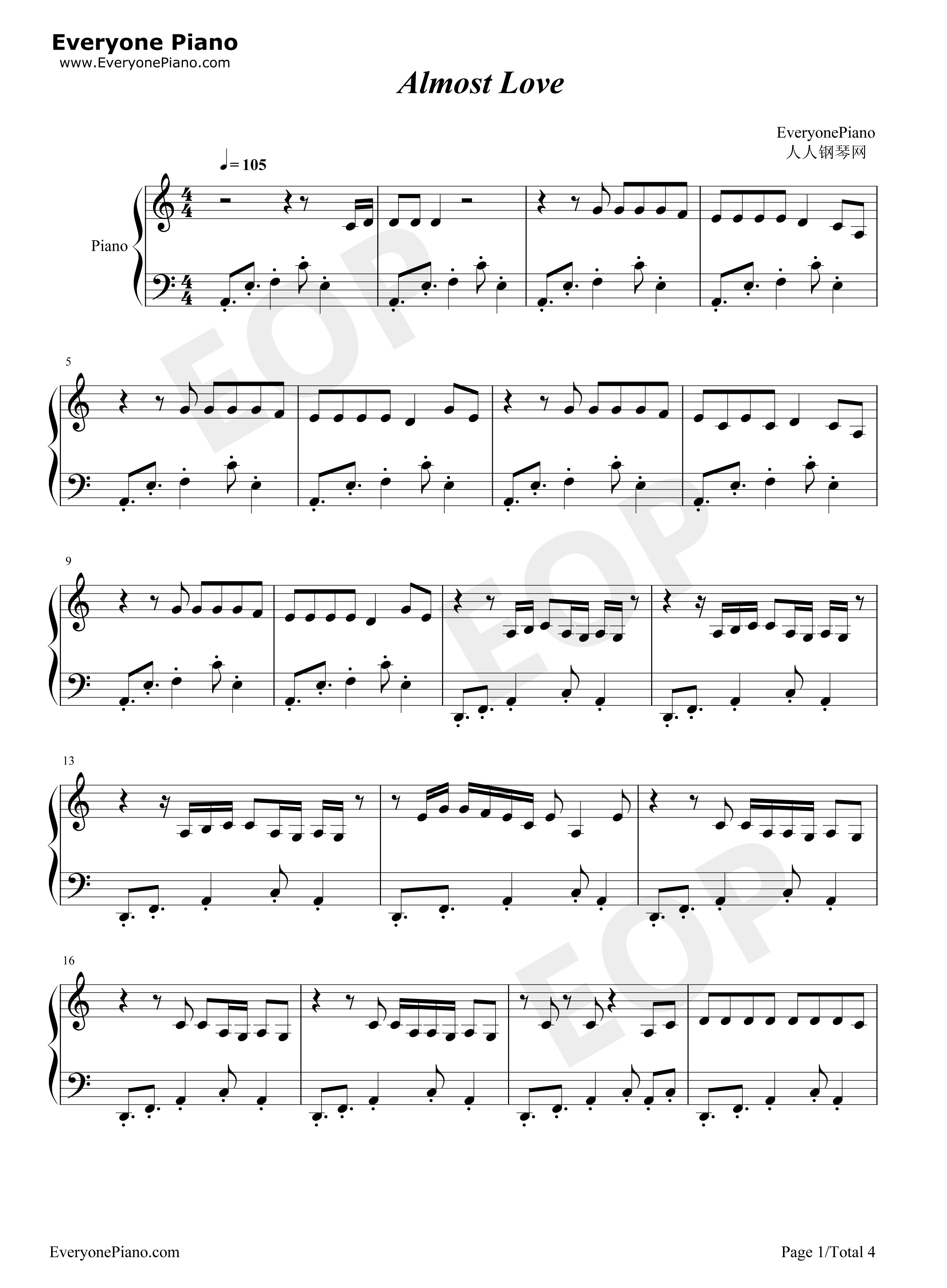 Almost Love钢琴谱-Sabrina Carpenter1