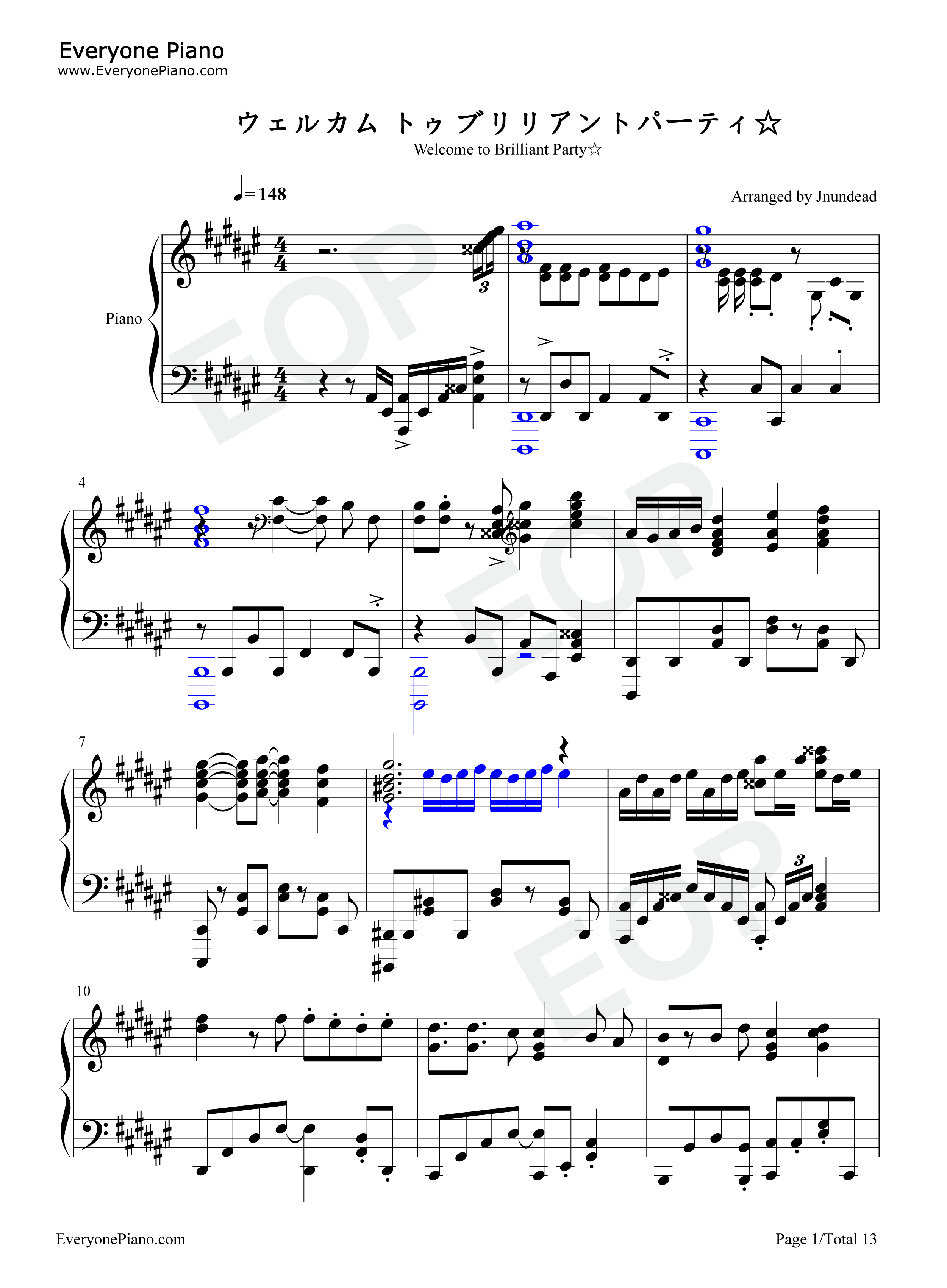 ウェルカム トゥ ブリリアントパーティ钢琴谱-上坂堇1
