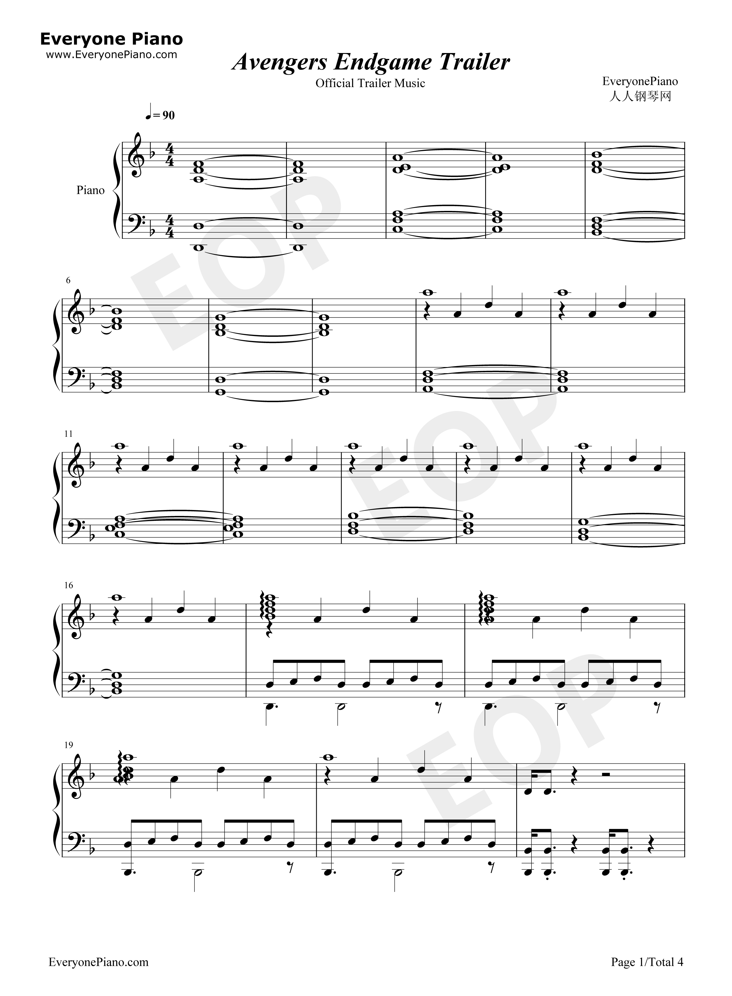 复仇者联盟4终局之战钢琴谱-Alan Silvestri1