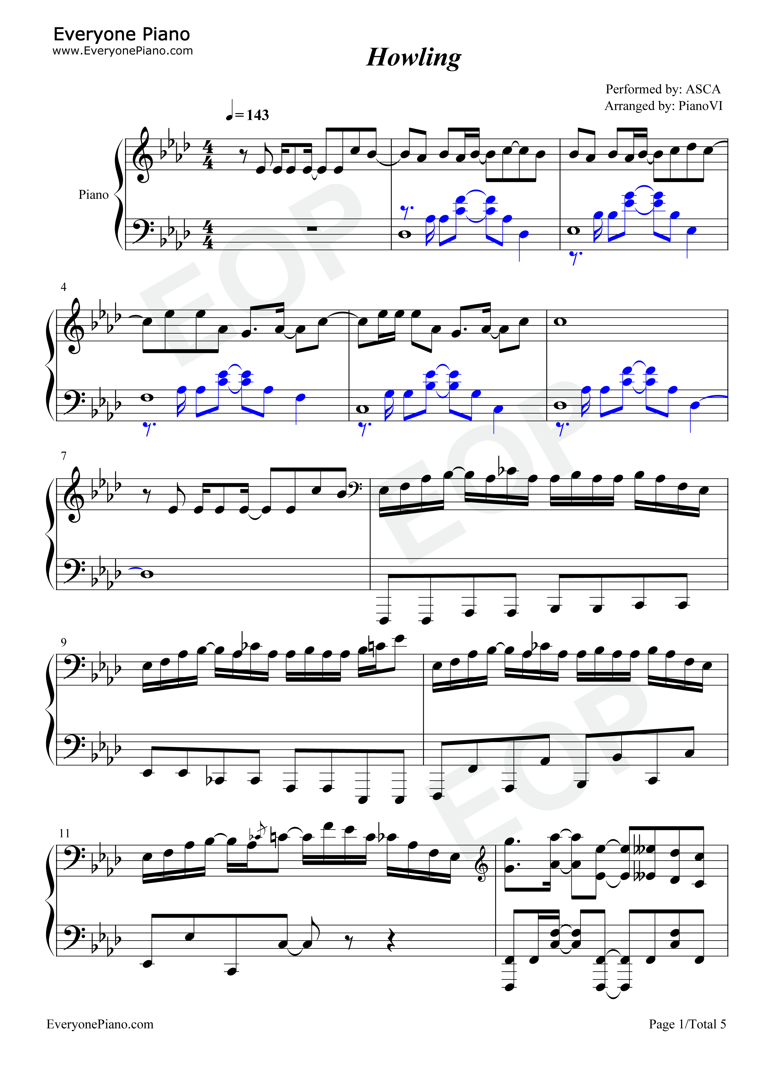 Howling钢琴谱-ASCA1