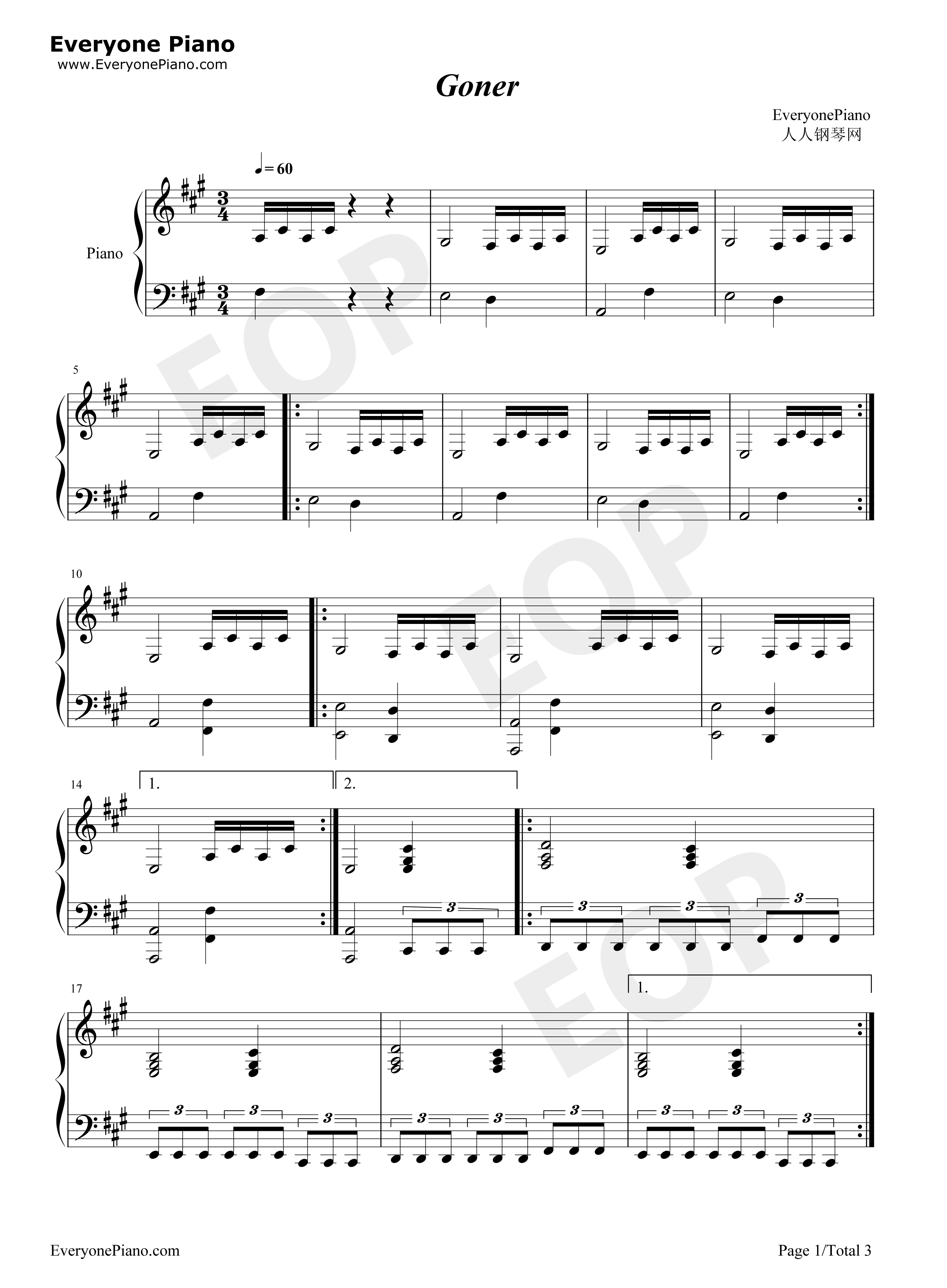 Goner钢琴谱-Twenty One Pilots1