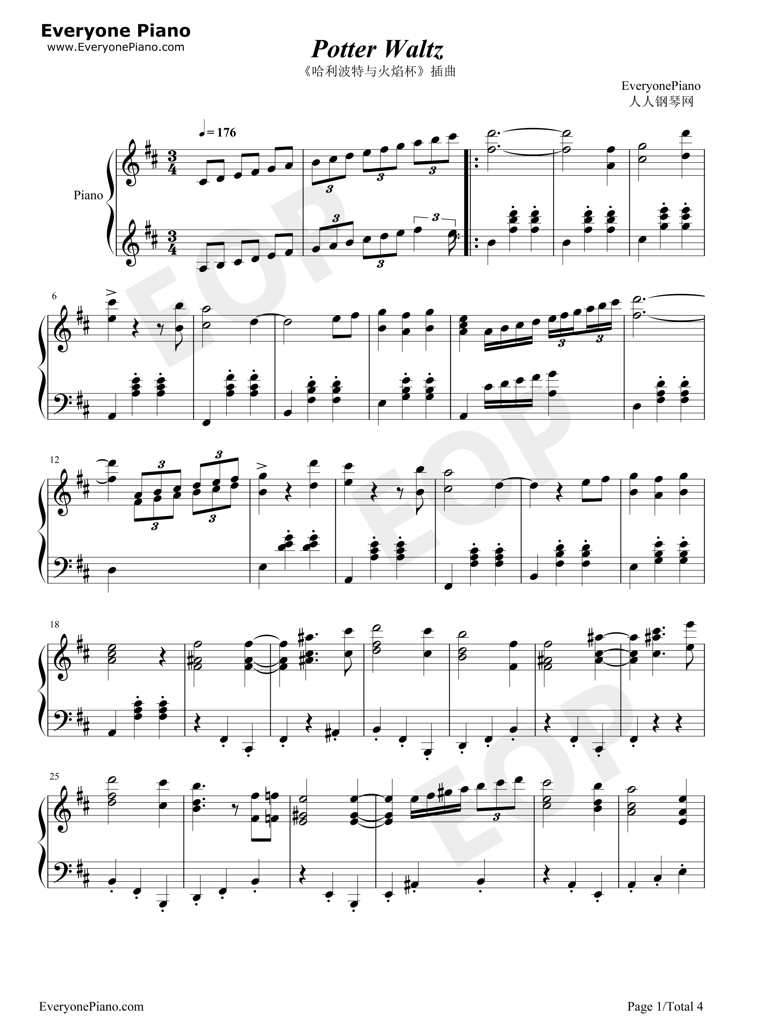 Potter Waltz钢琴谱-Patrick Doyle1