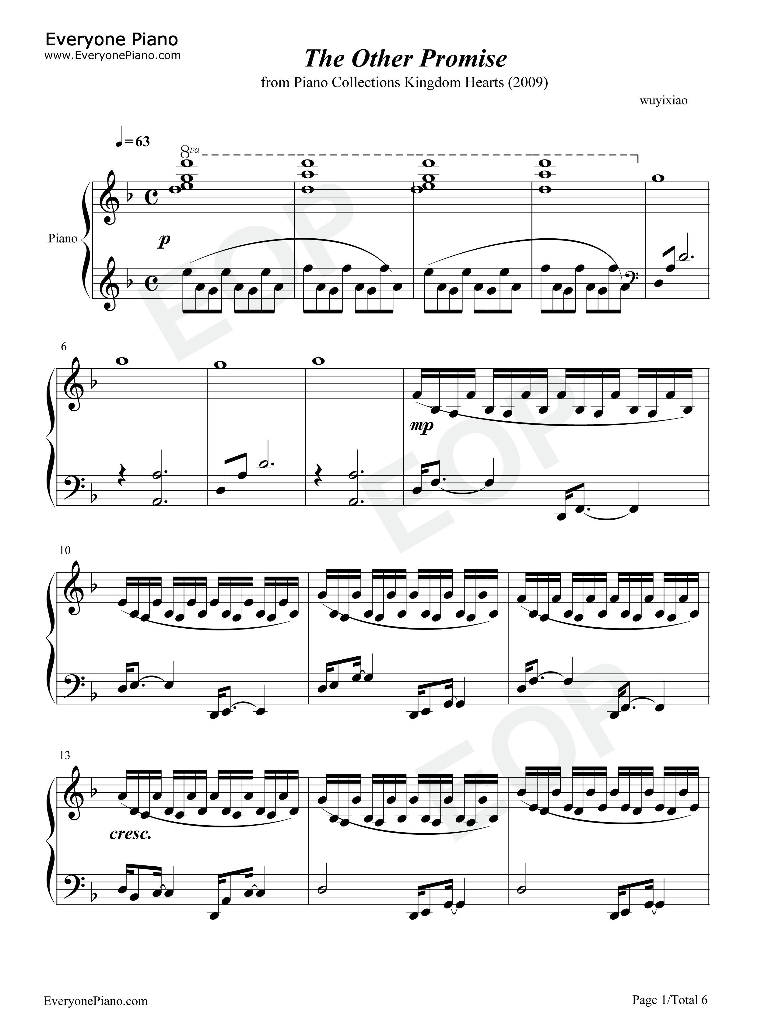 The Other Promise钢琴谱-王国之心1