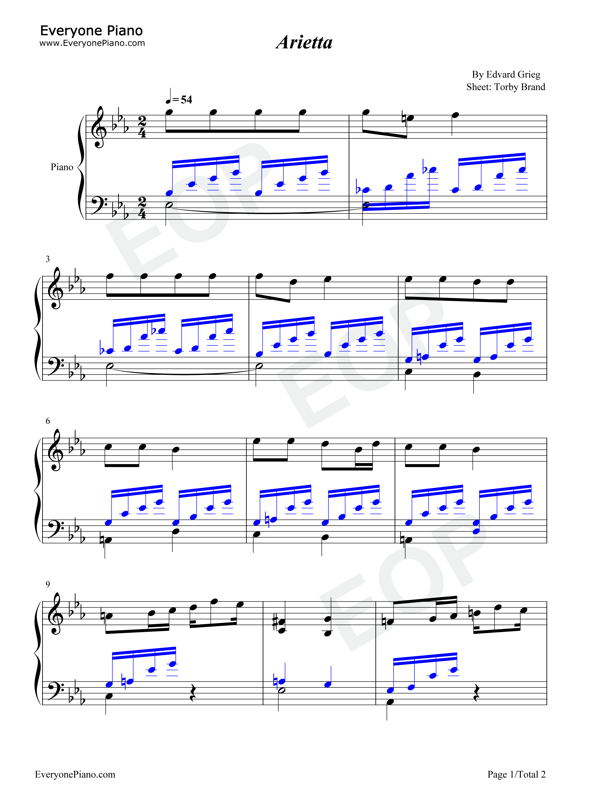 小咏叹调钢琴谱-Edvard Grieg 爱德华·格里格1