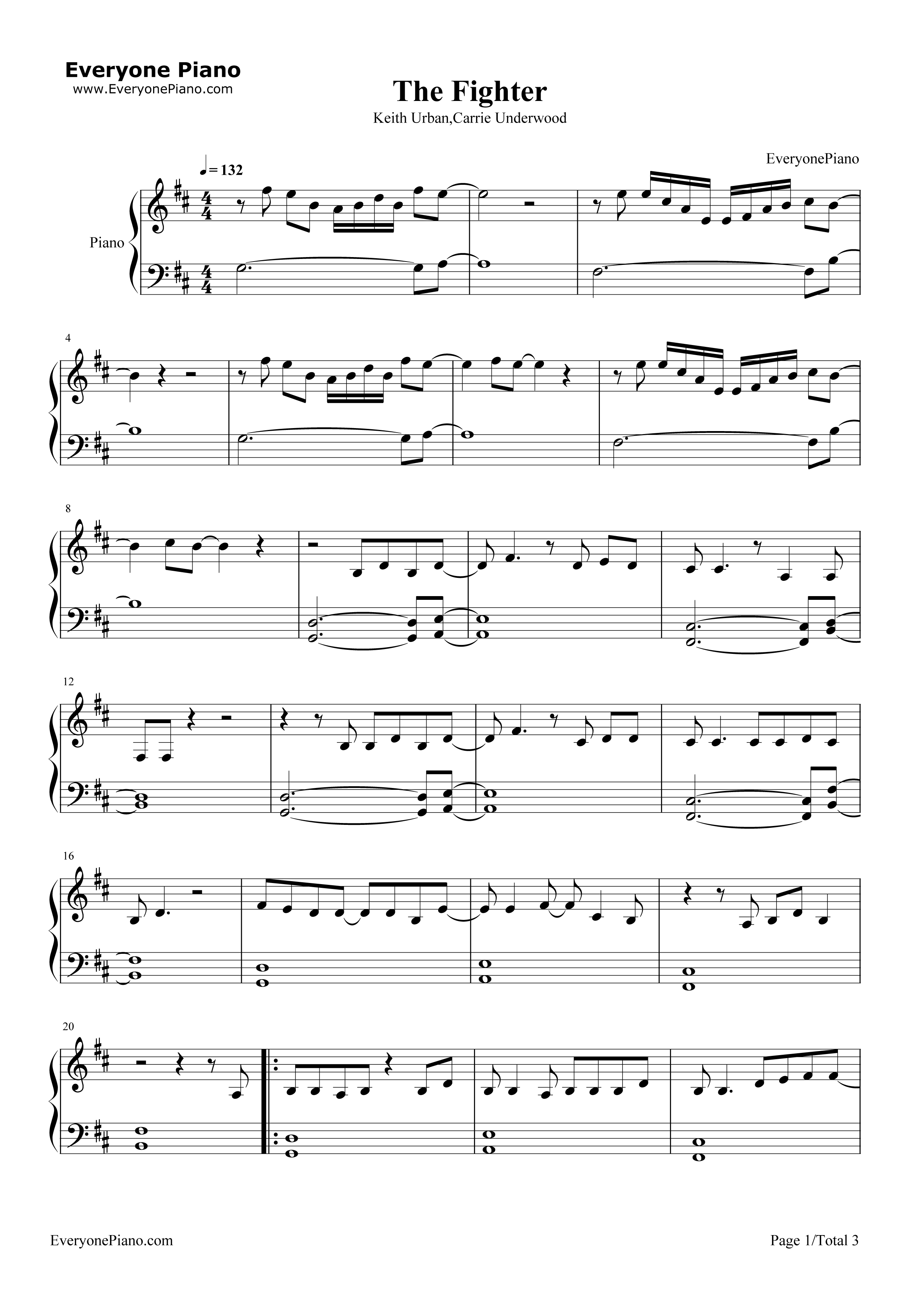 The Fighter钢琴谱-Keith Urban Carrie Underwood1