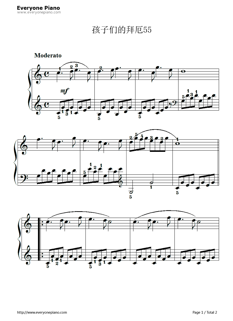 孩子们的拜厄55钢琴谱-拜厄1