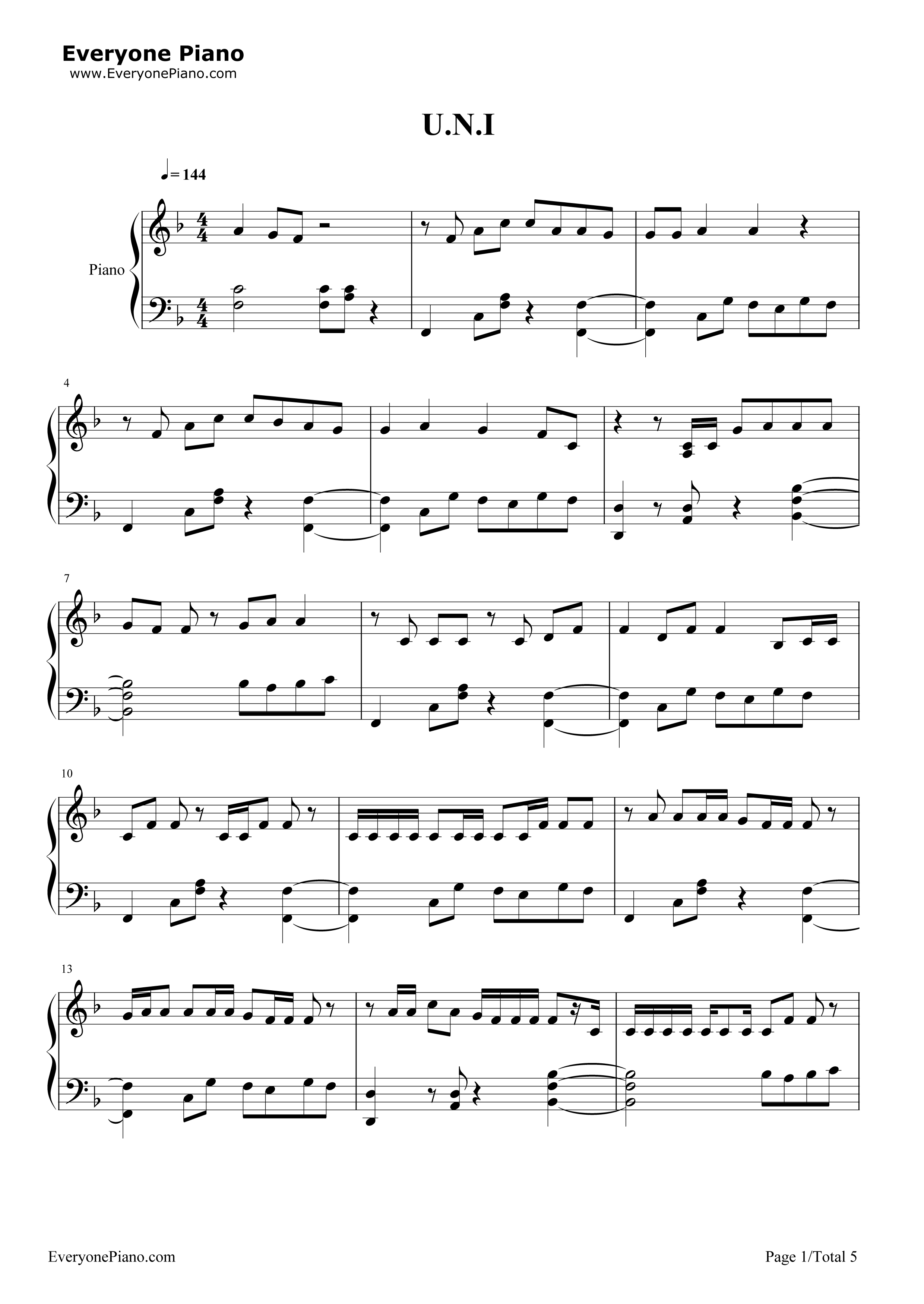U.N.I.钢琴谱-Ed Sheeran1
