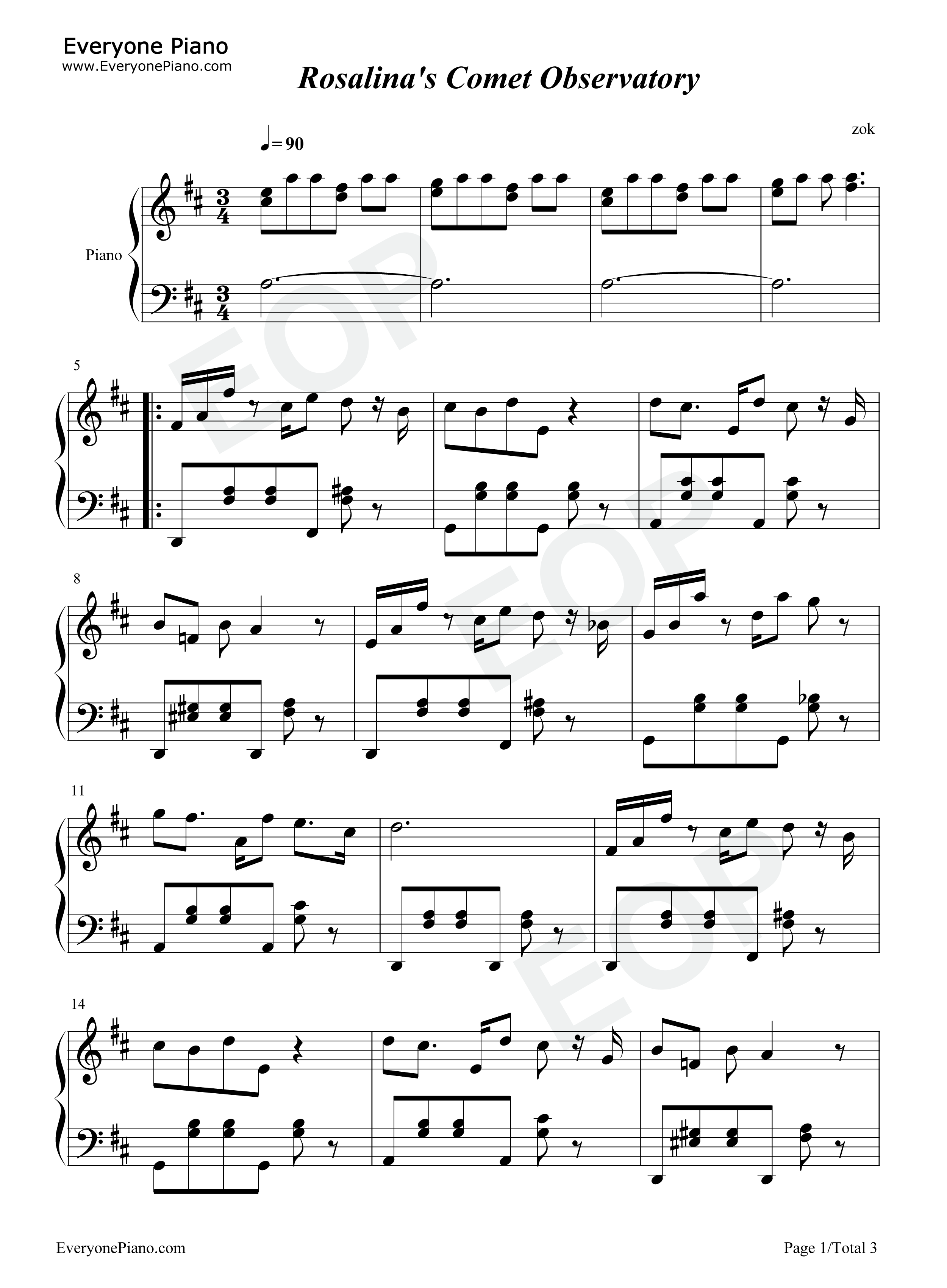 Rosalinas Comet Observatory钢琴谱-近藤浩治1