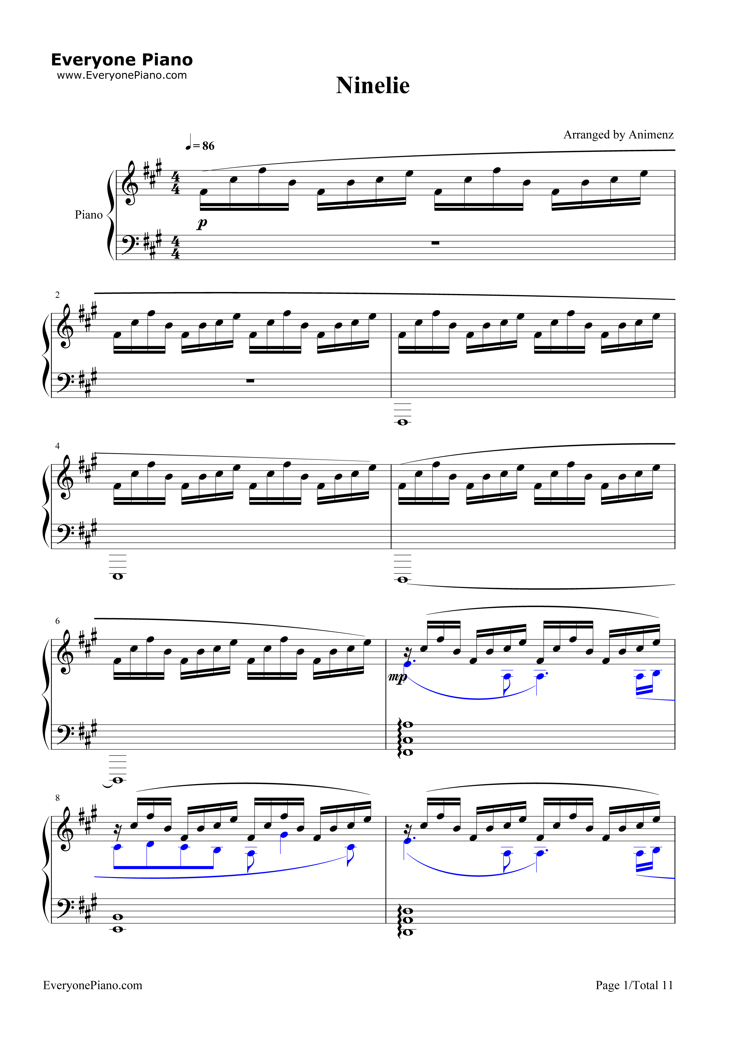 Ninelie钢琴谱-Aimer with Chelly1