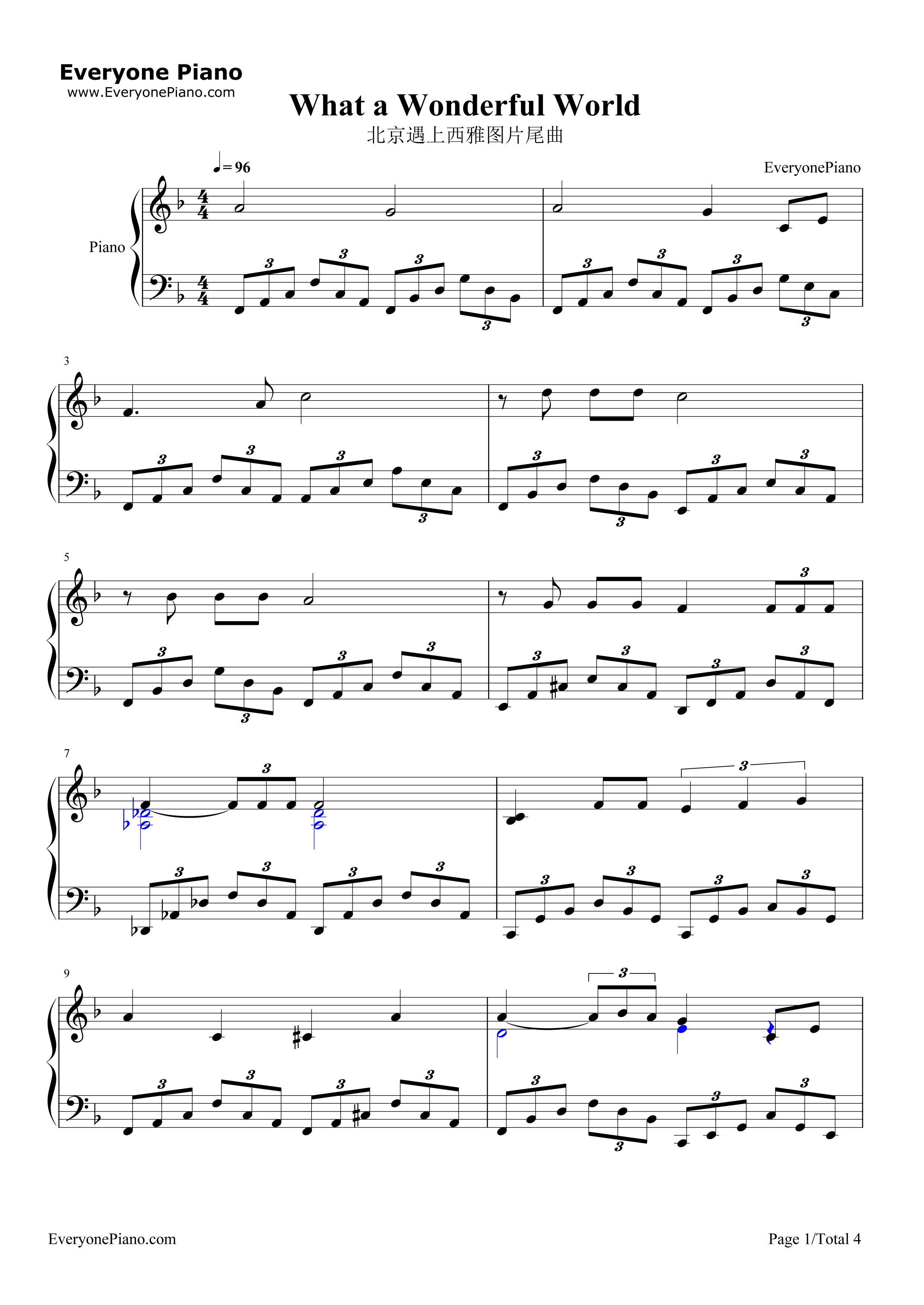 What a Wonderful World钢琴谱-Louis Armstrong1