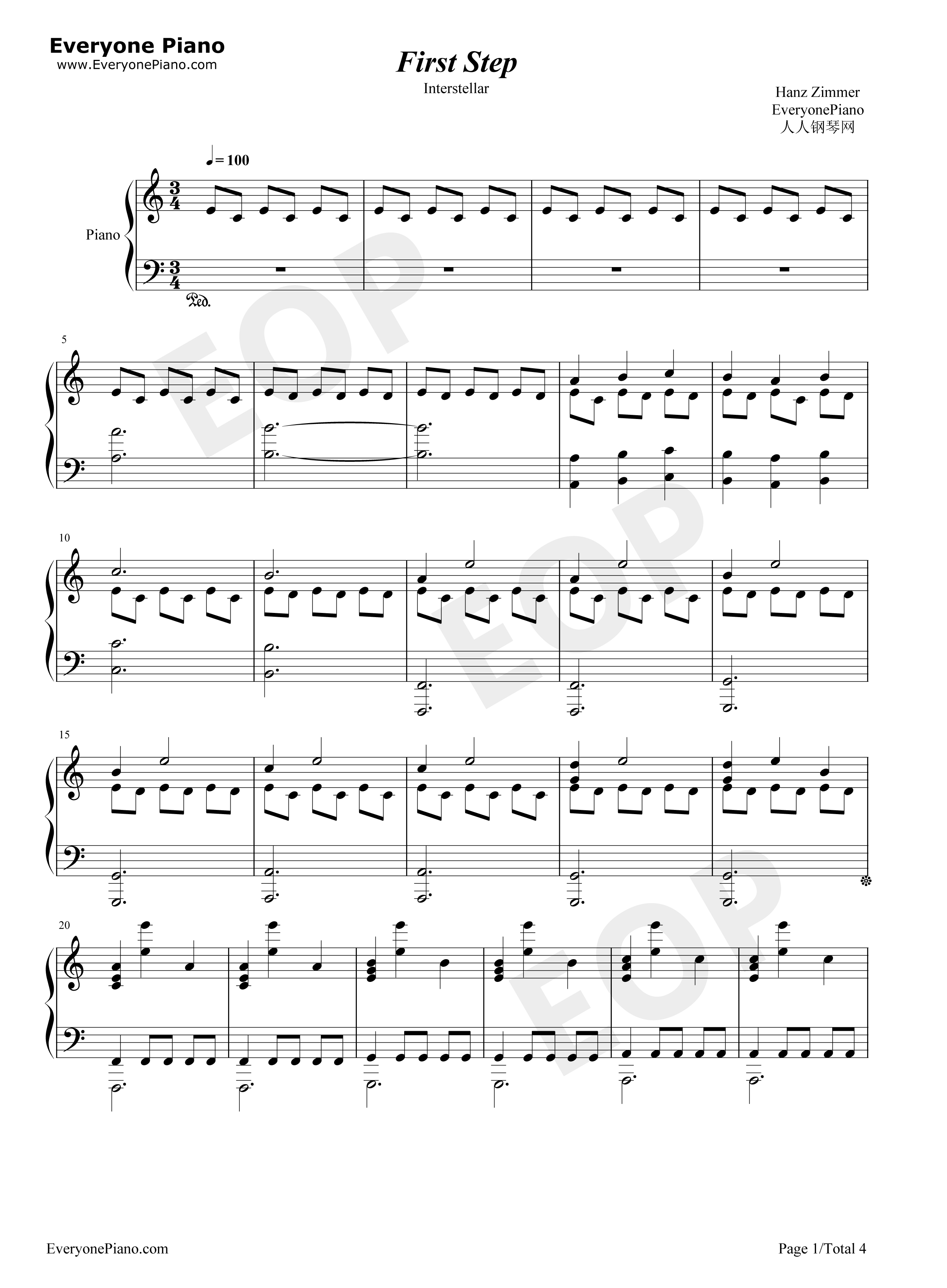 First Step钢琴谱-Hans Zimmer1