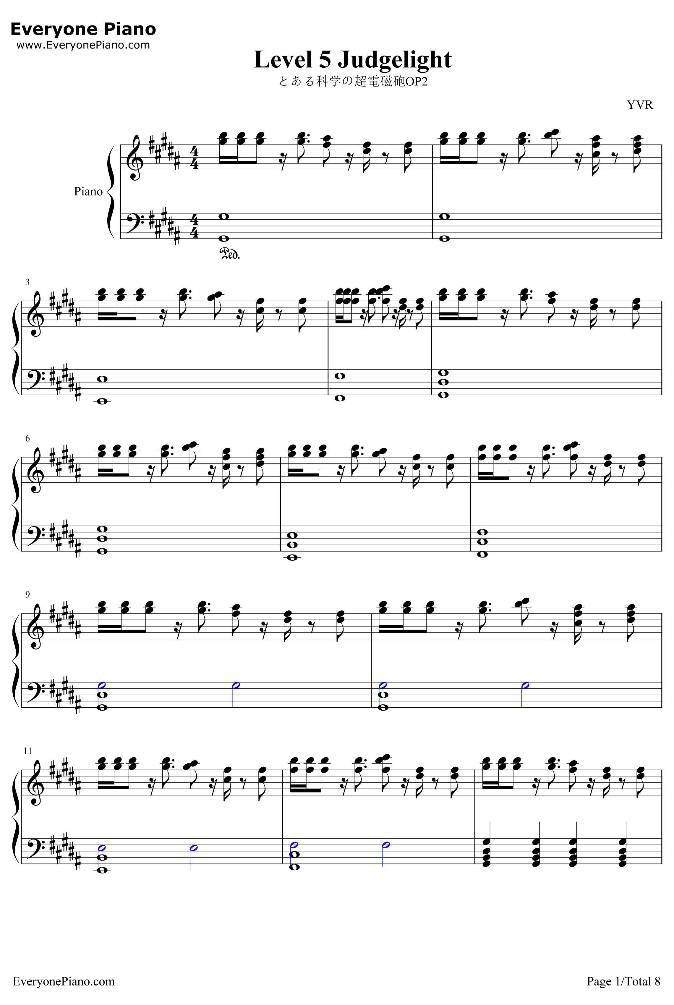 LEVEL 5钢琴谱-fripSide-Judgelight-とある科学の超電磁砲Op21