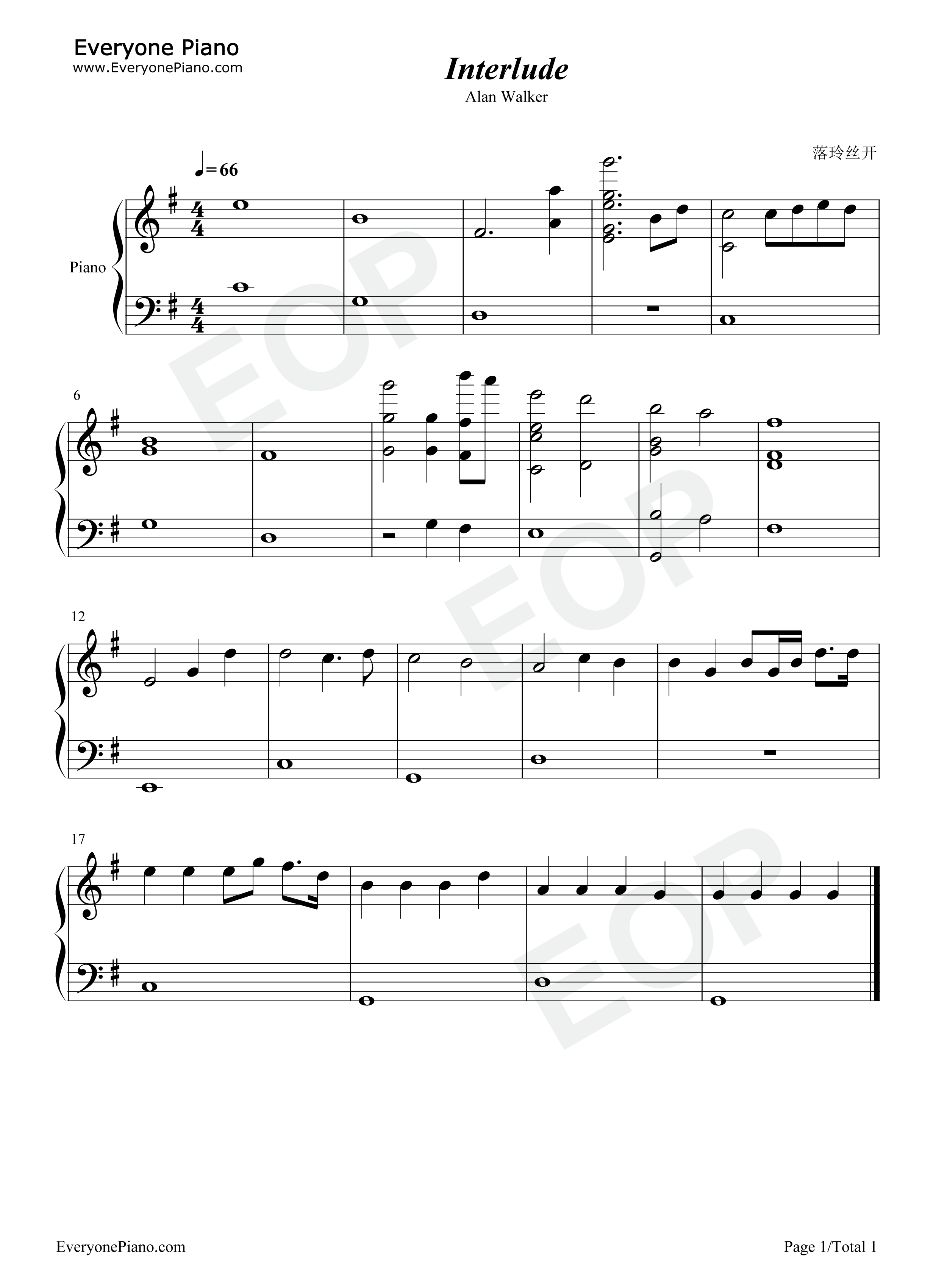Interlude钢琴谱-Alan Walker1