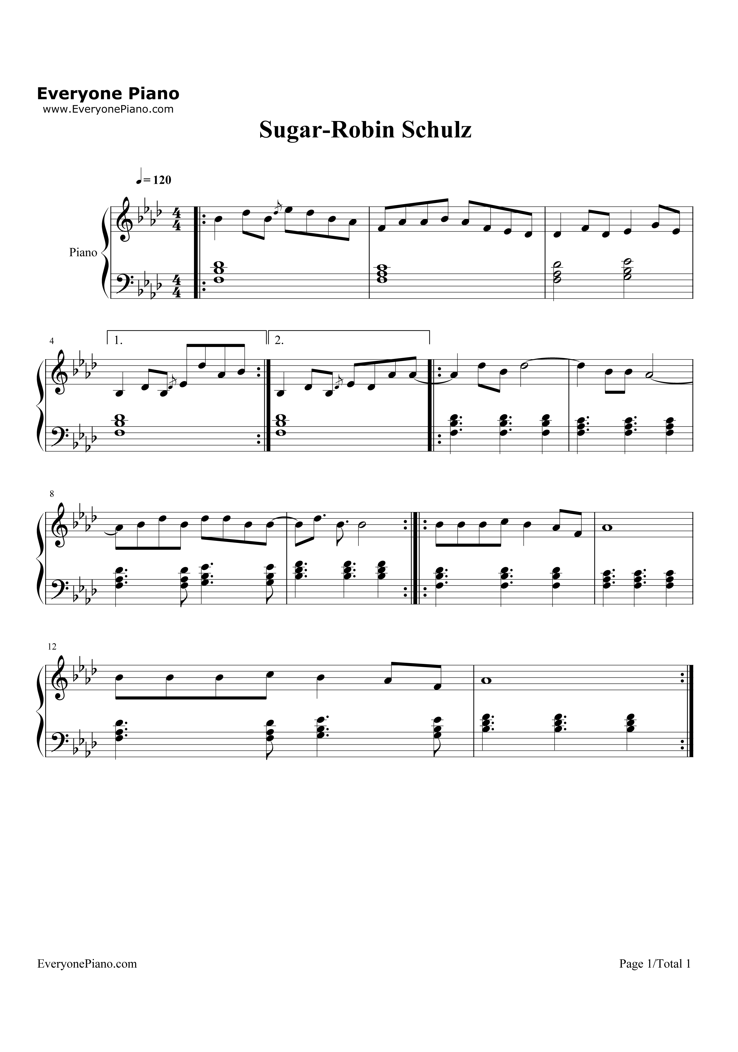 Sugar钢琴谱-Sugar-Robin Schulz1