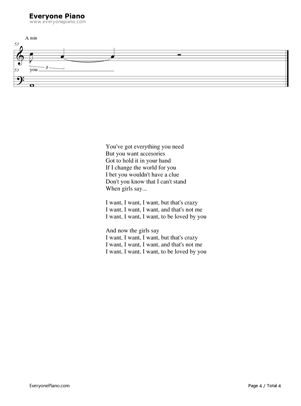 I Want钢琴谱-One Direction4