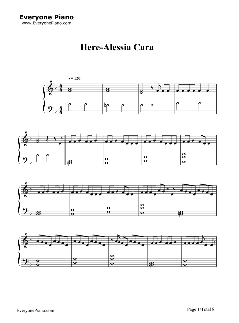 Here钢琴谱-Alessia Cara1