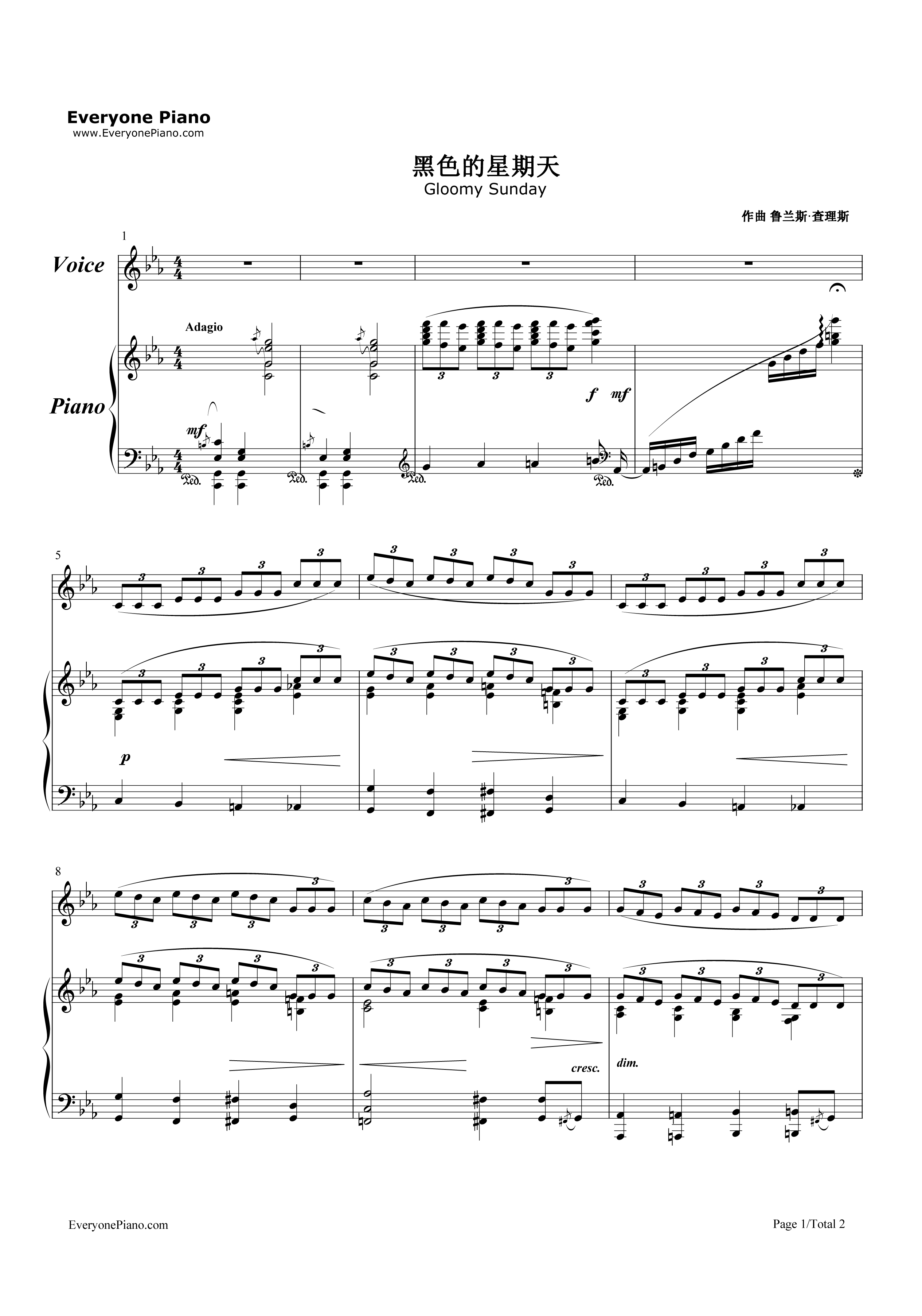 黑色的星期天钢琴谱-鲁兰斯•查理斯1