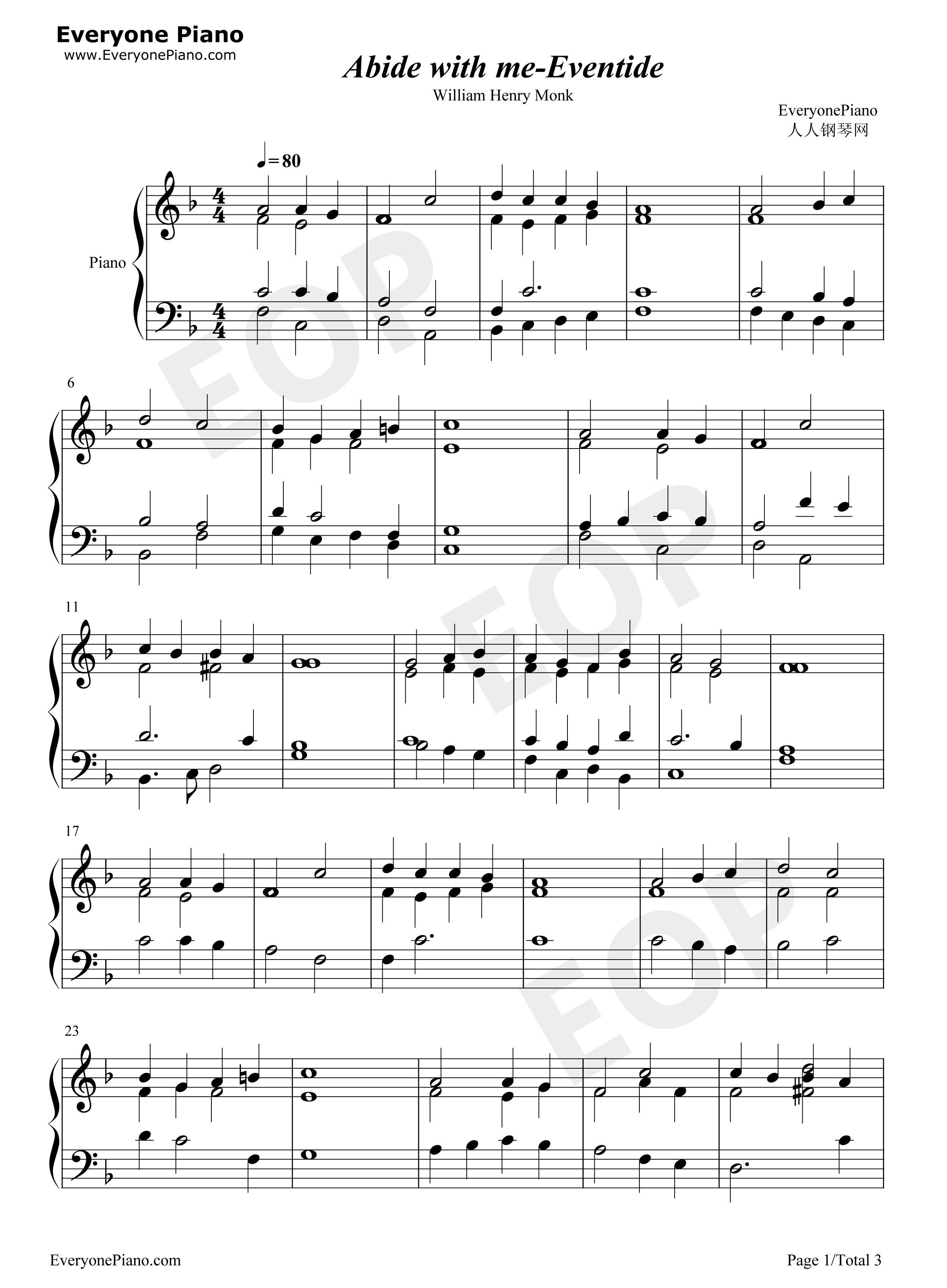 Abide with Me钢琴谱-William Henry Monk1