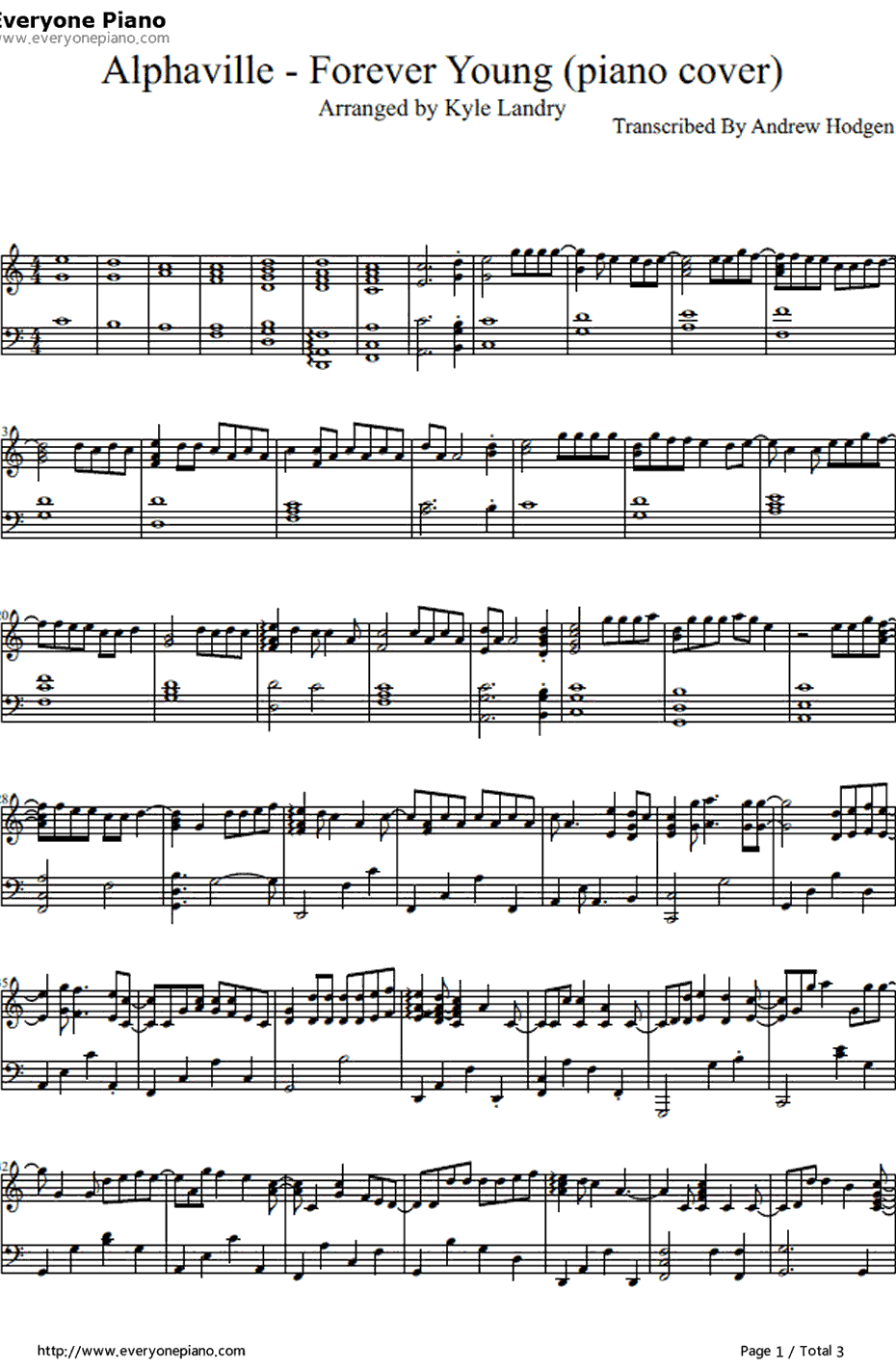Forever Young钢琴谱-Alphaville1