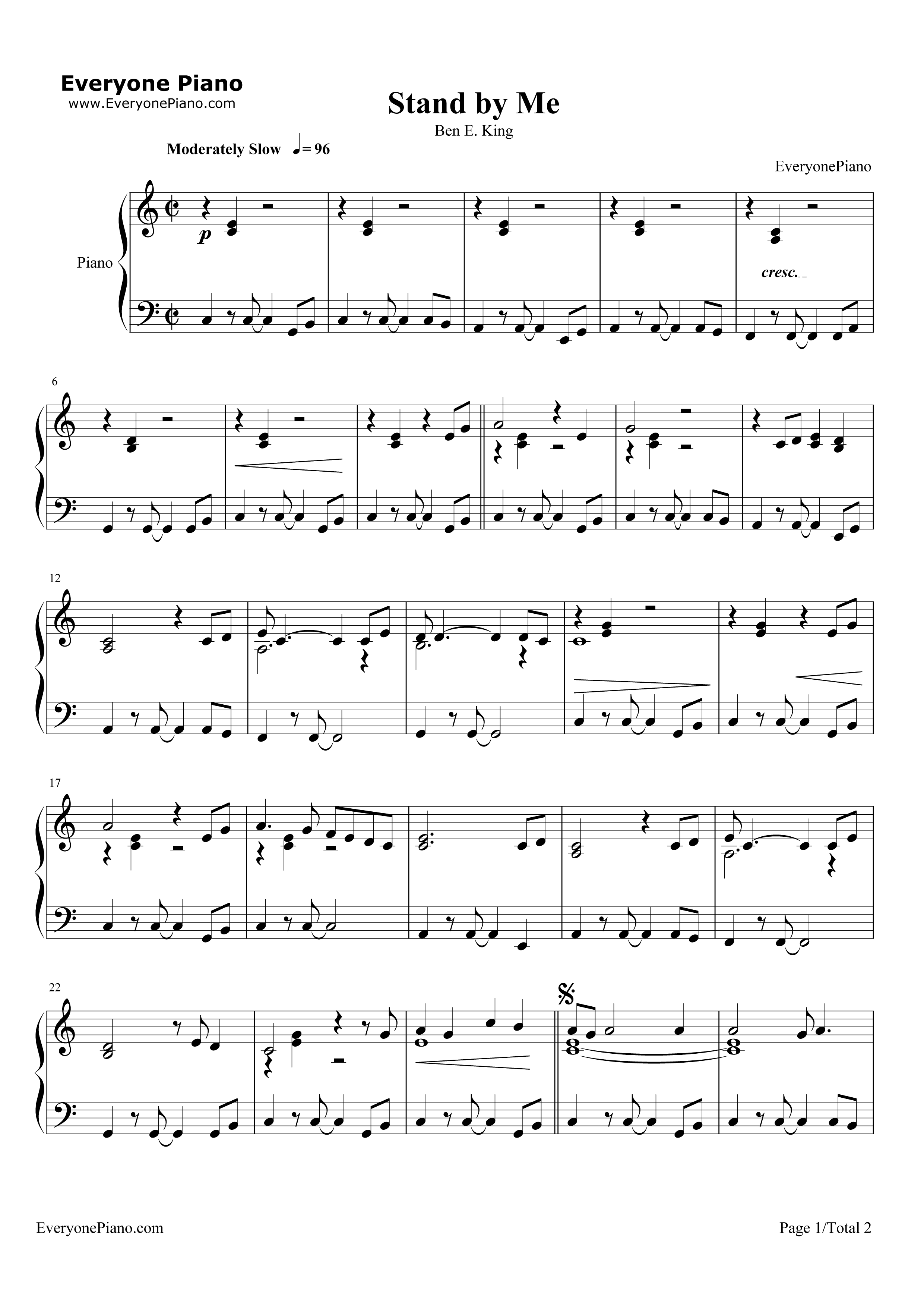 Stand by Me钢琴谱-Ben E. King1