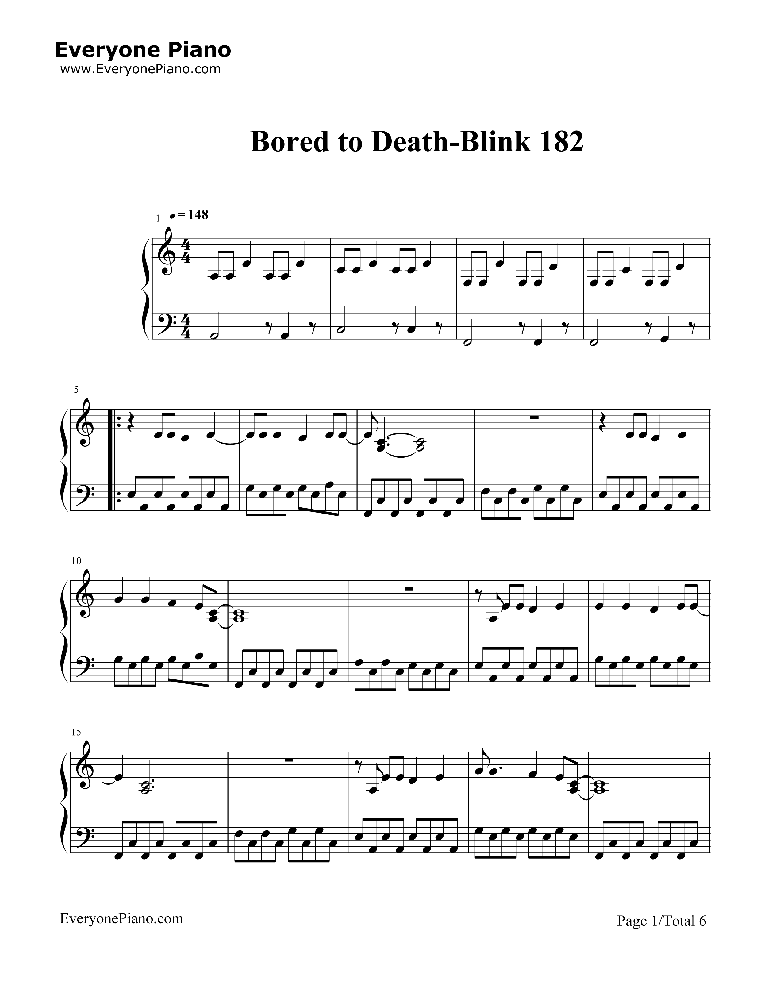 Bored to Death钢琴谱-Blink 1821