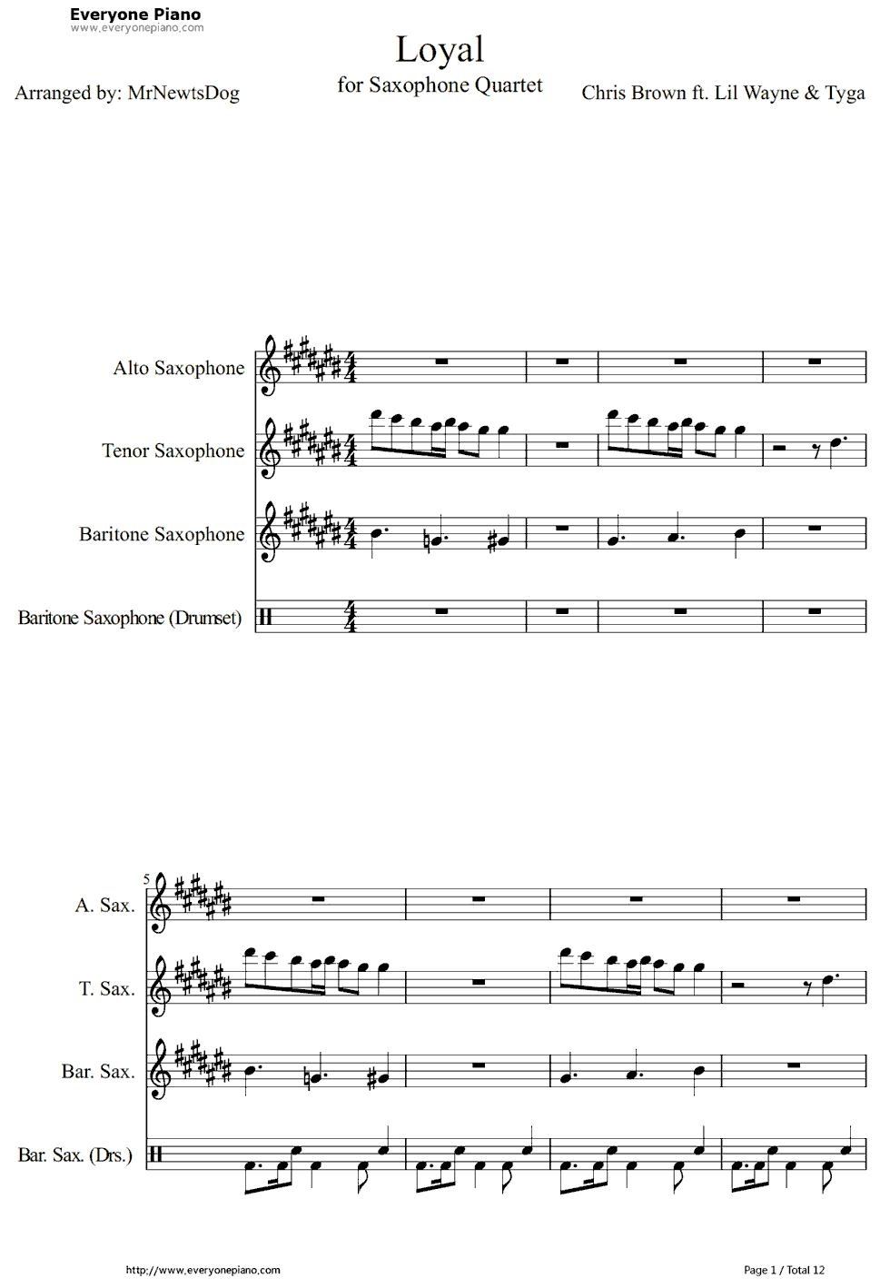 Loyal钢琴谱-Chris Brown ft. Lil Wayne & Tyga1