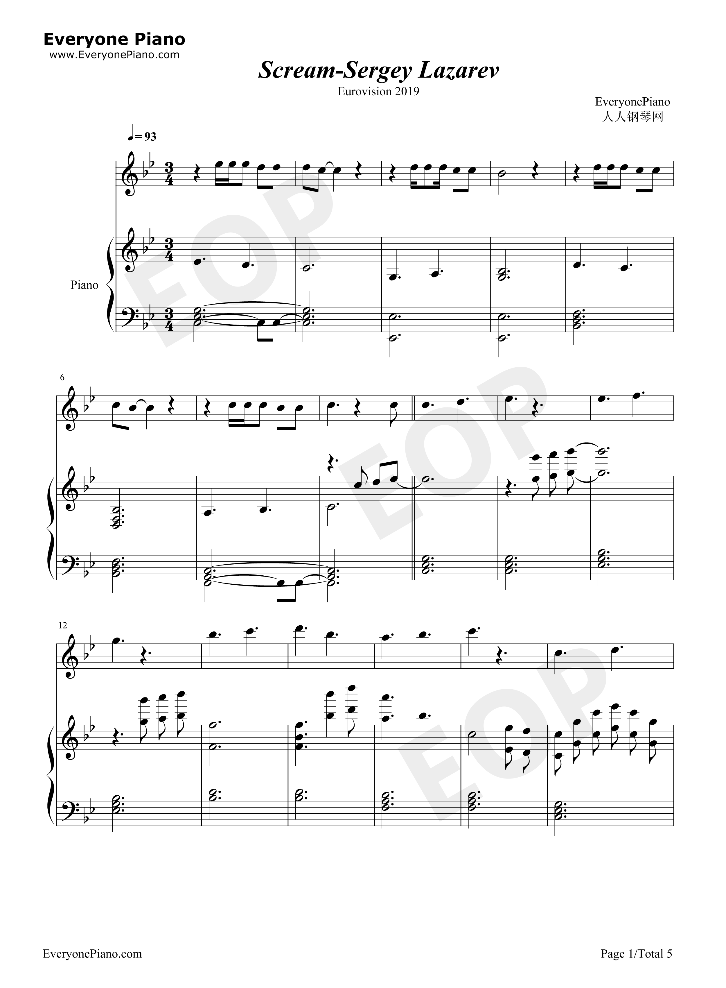 Scream钢琴谱-Sergey Lazarev1