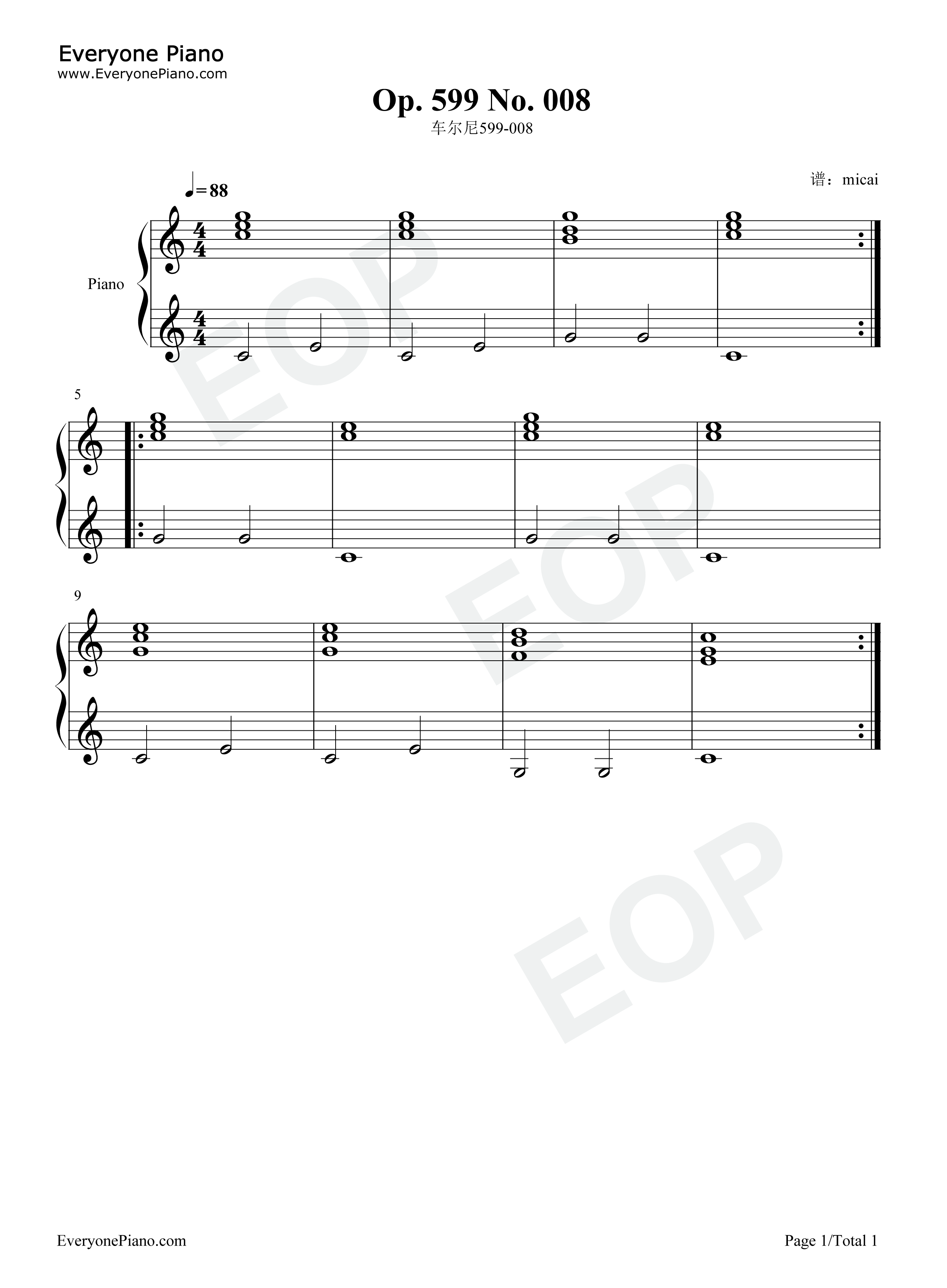 车尔尼599钢琴谱-车尔尼1