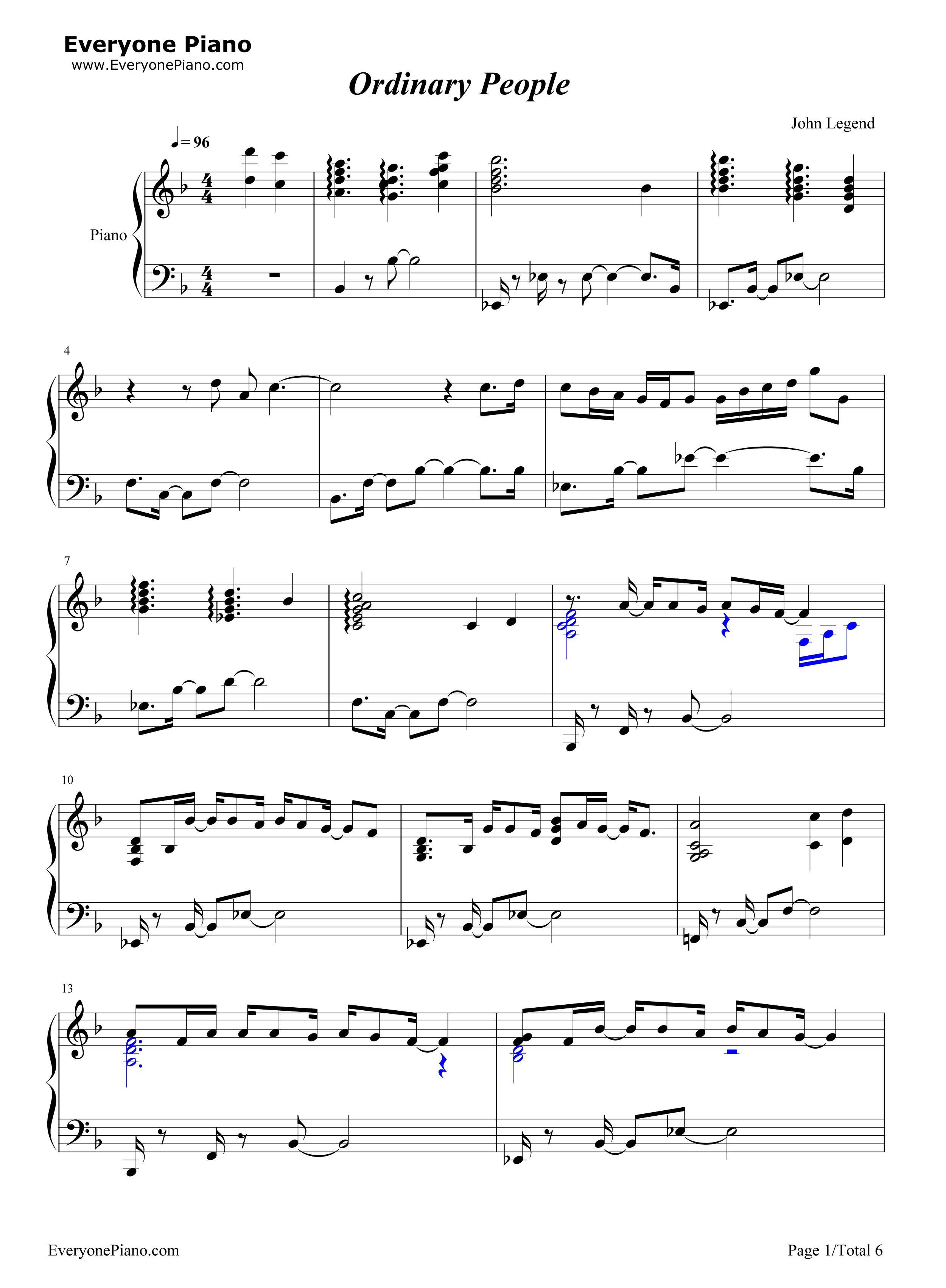 Ordinary People钢琴谱-John Legend1