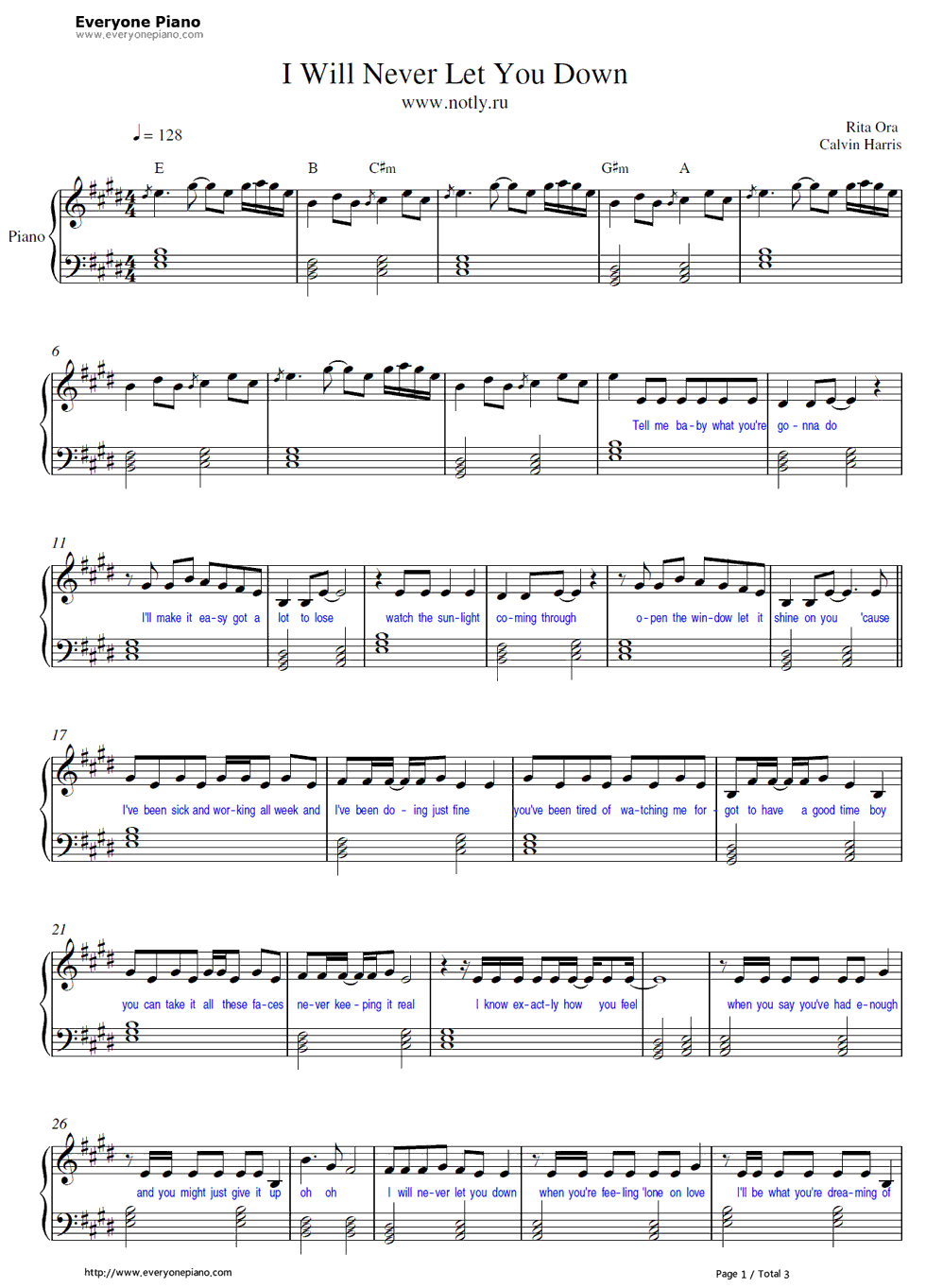 I Will Never Let You Down钢琴谱-Rita Ora1