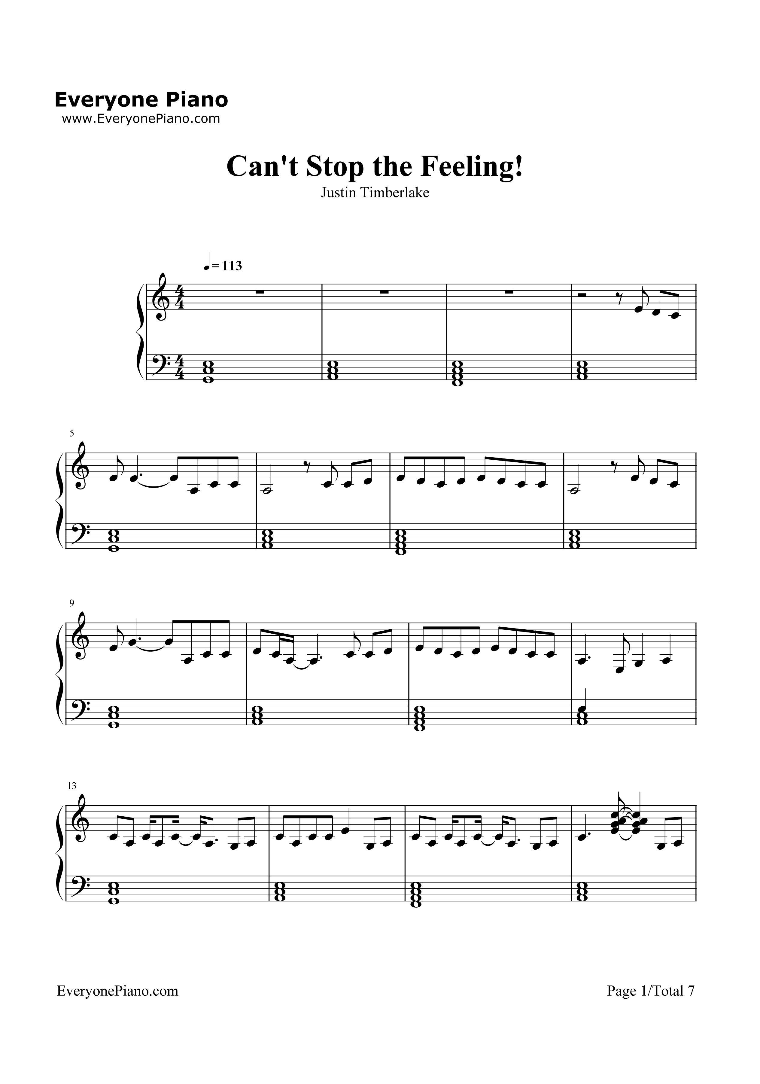 Can't Stop the Feeling钢琴谱-Justin Timberlake1