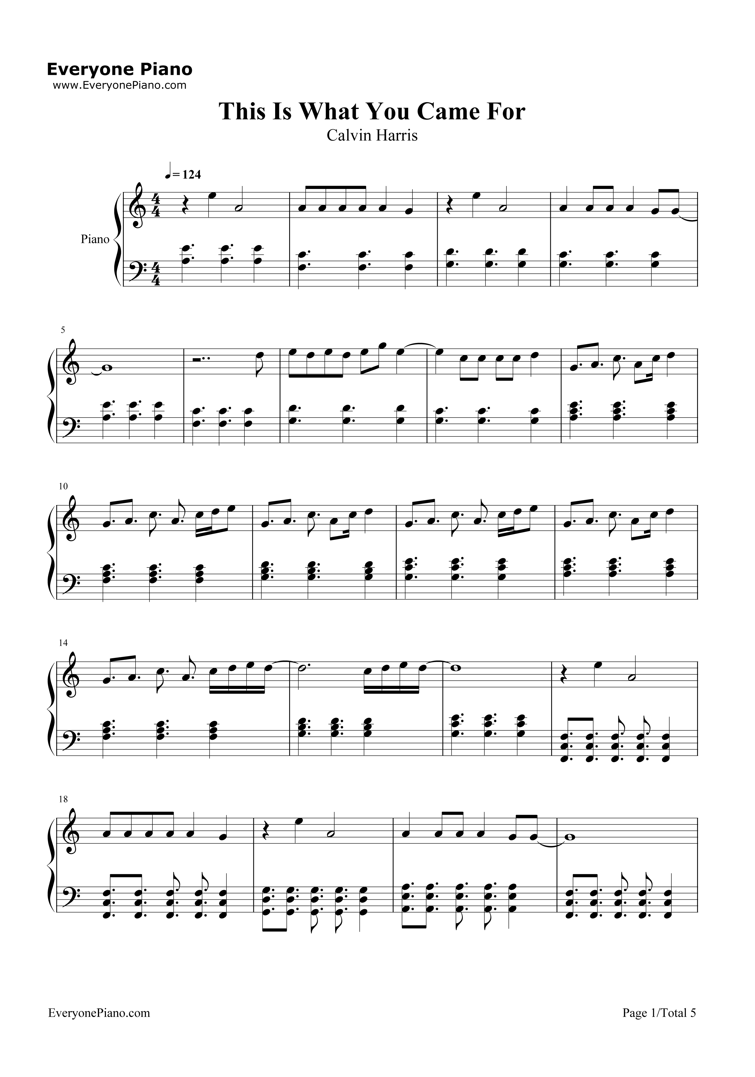 This Is What You Came For钢琴谱-Calvin Harris1