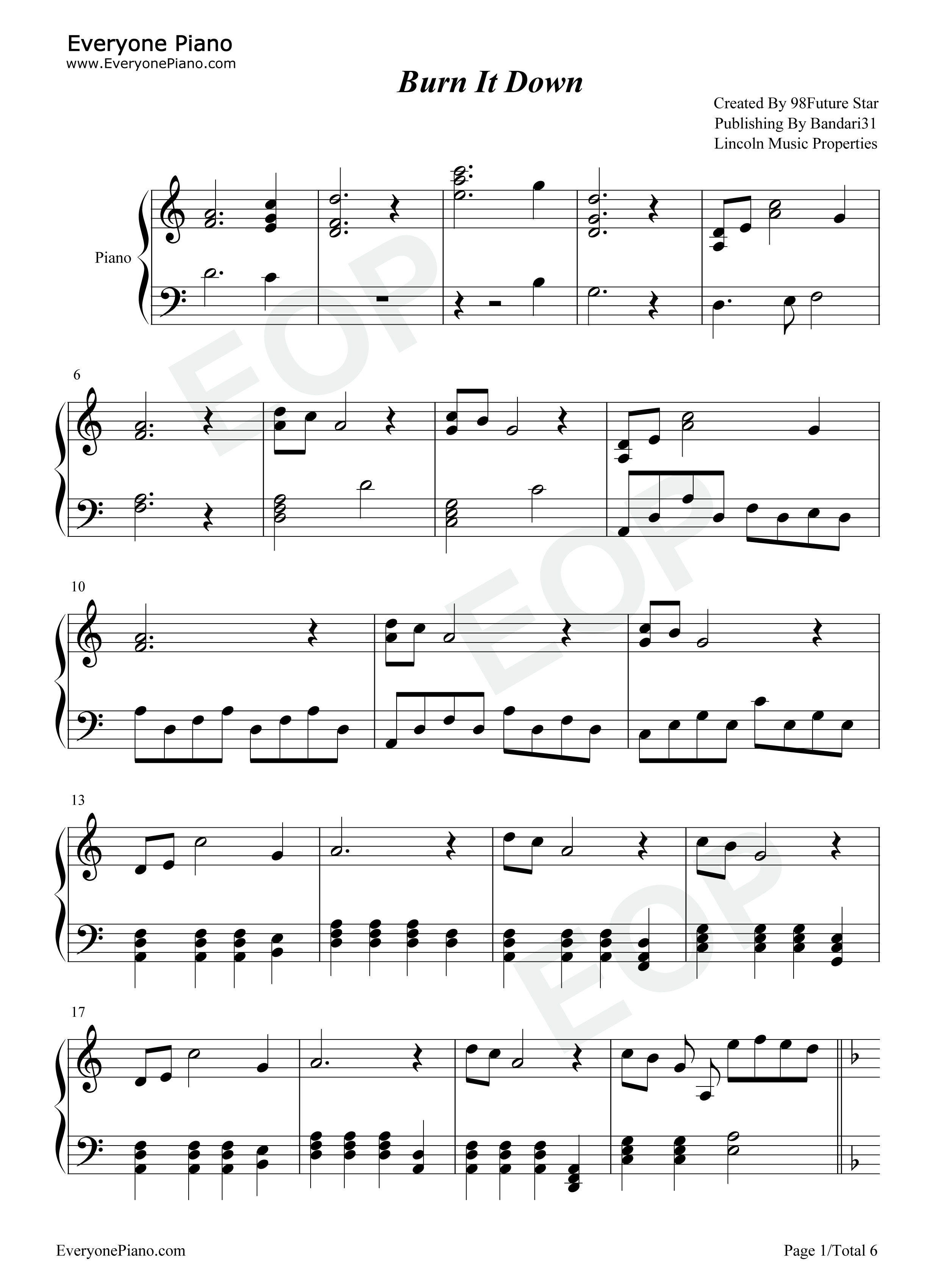 Burn It Down钢琴谱-Linkin Park1