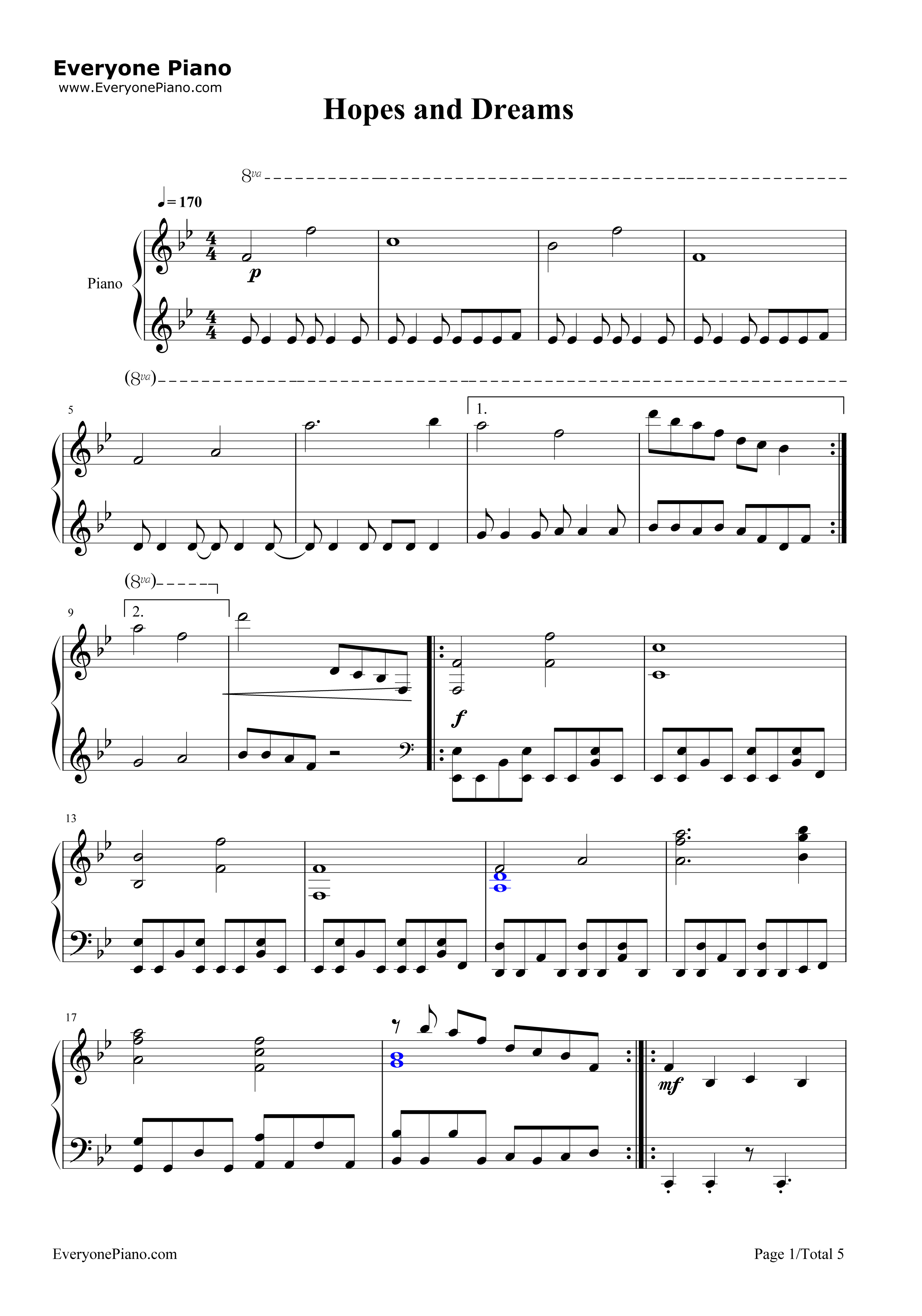 Hopes and Dreams钢琴谱-Toby Fox1