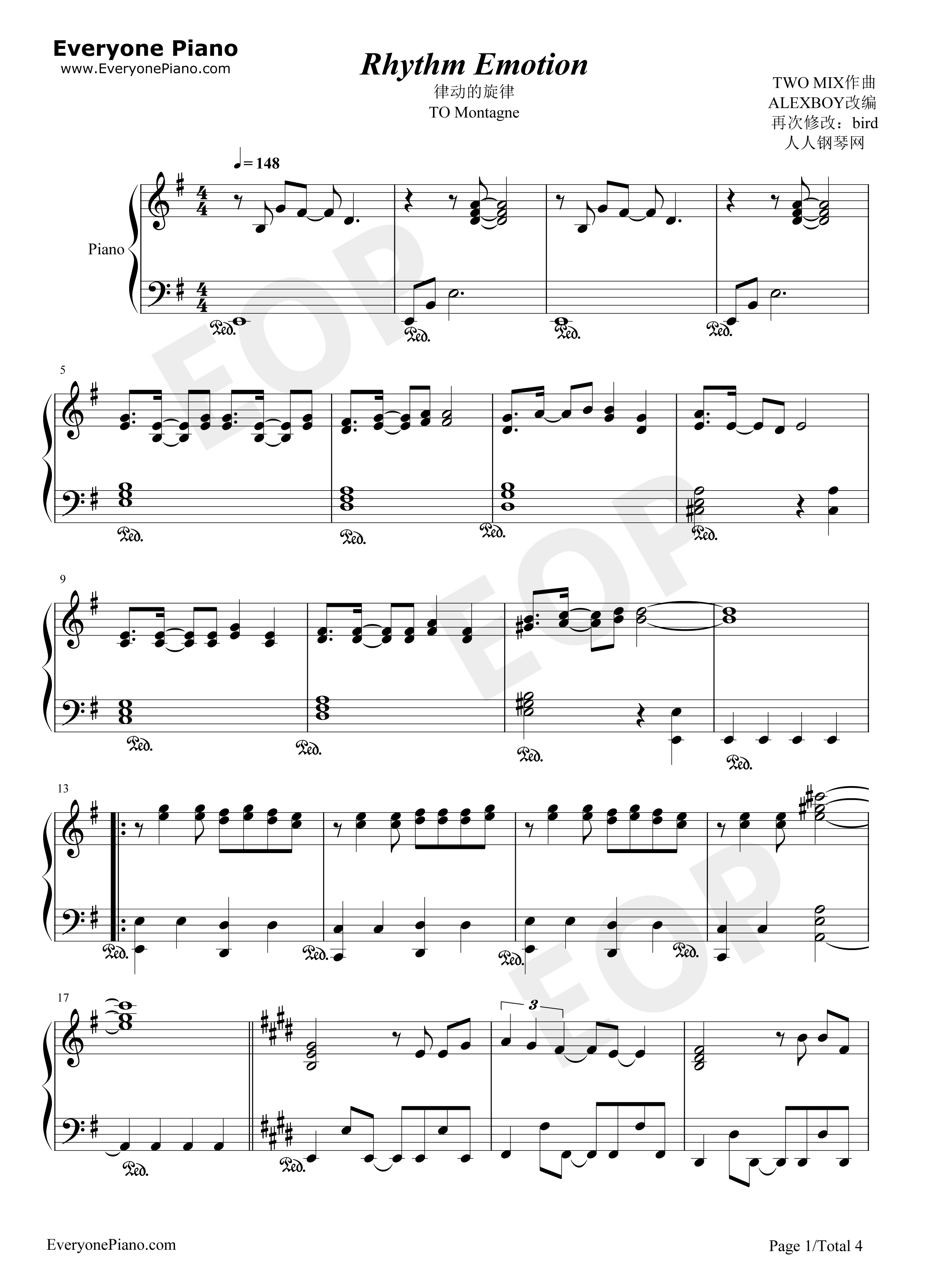 Rhythm Emotion钢琴谱-Two-Mix1