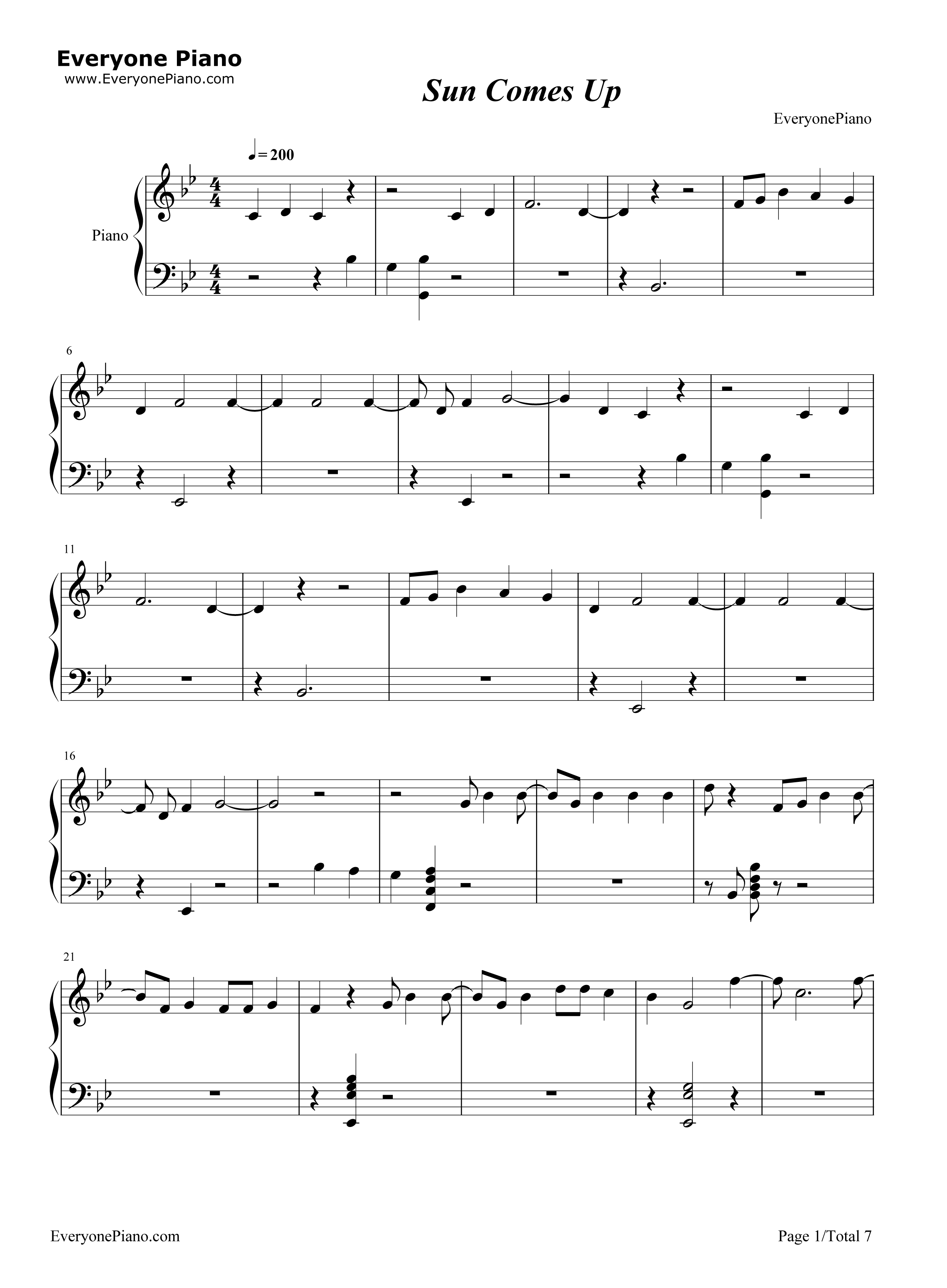 Sun Comes Up钢琴谱-Rudimental James Arthur1