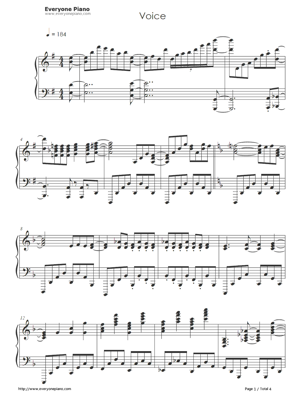 VOICE钢琴谱-ZAQ1