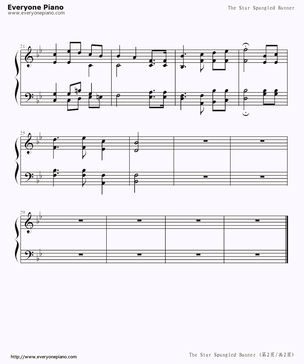 星条旗钢琴谱-约翰·斯塔福德·史密斯2