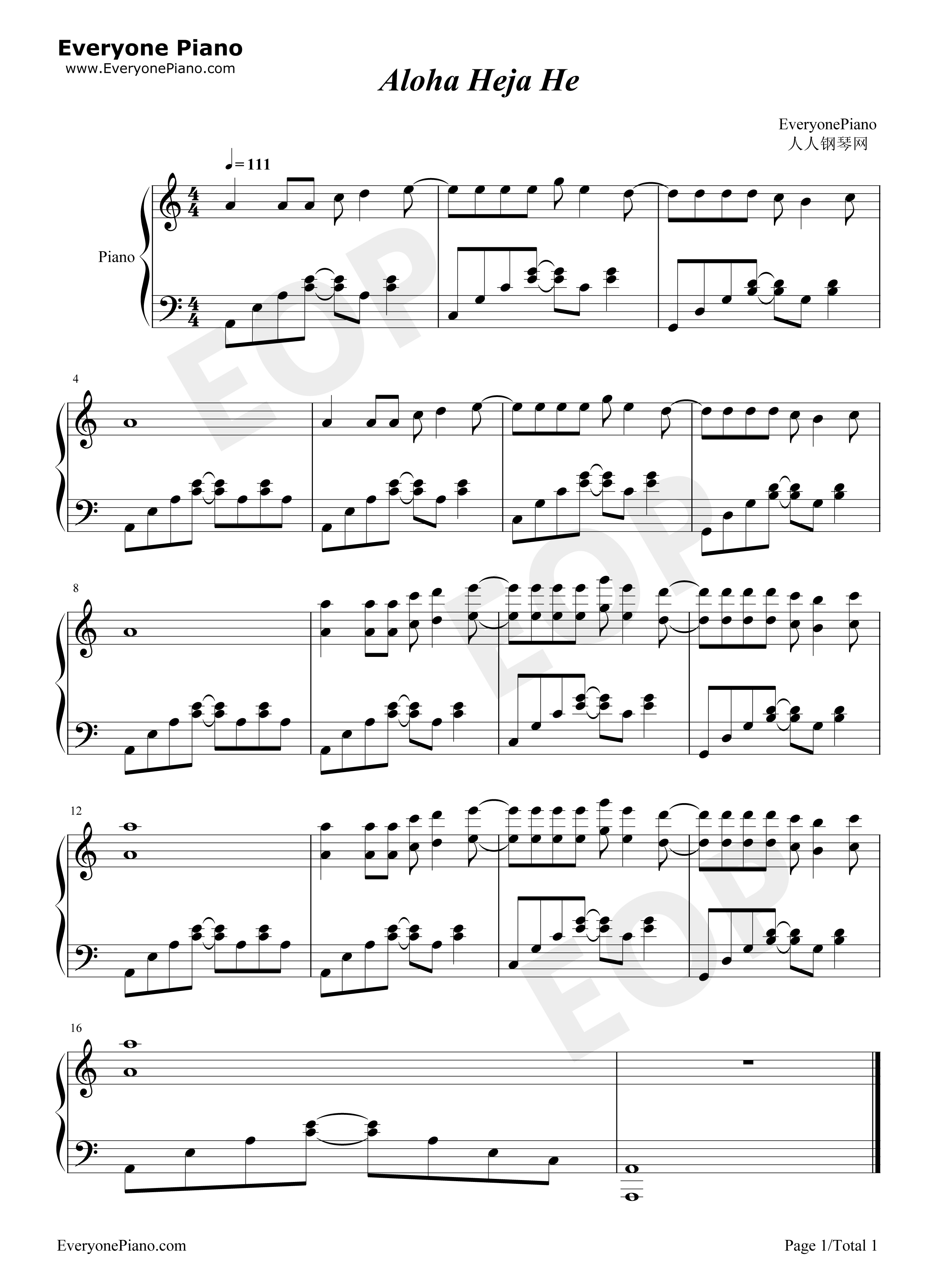 Aloha Heja He钢琴谱-Achim Reichel1