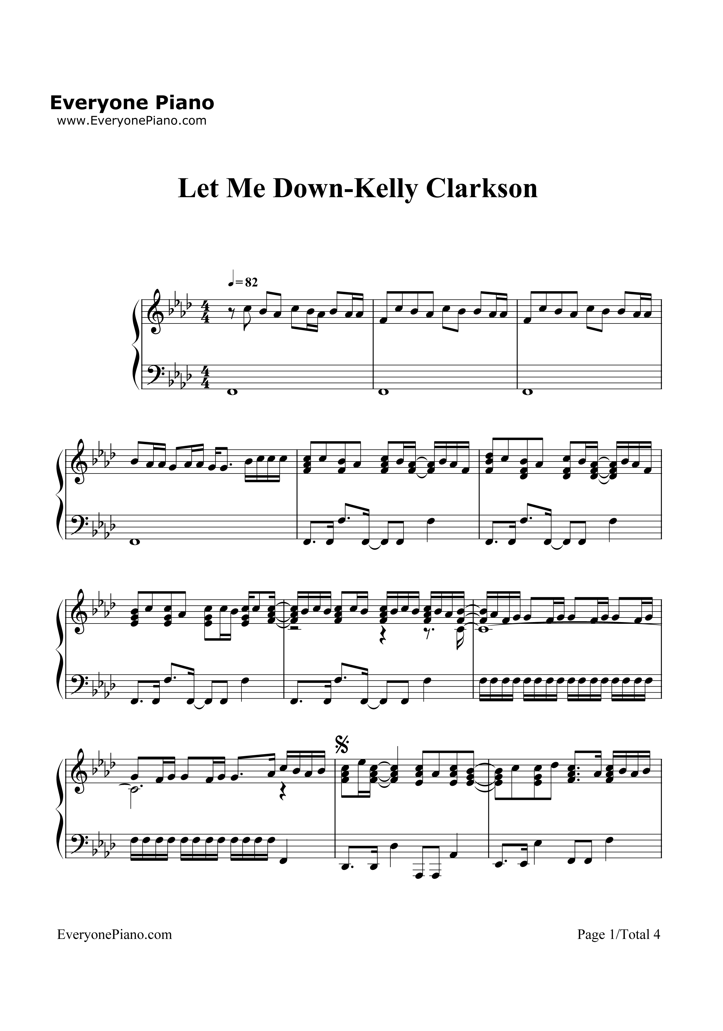 Let Me Down钢琴谱-Kelly Clarkson1