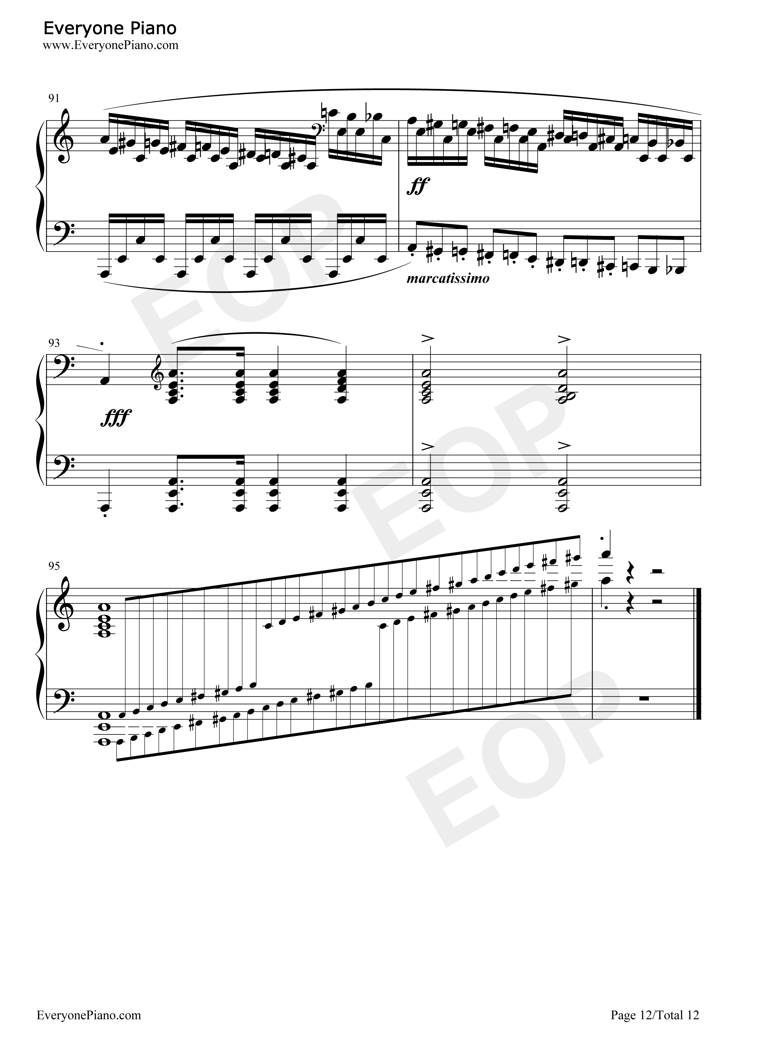 肖邦练习曲第23首钢琴谱-肖邦12