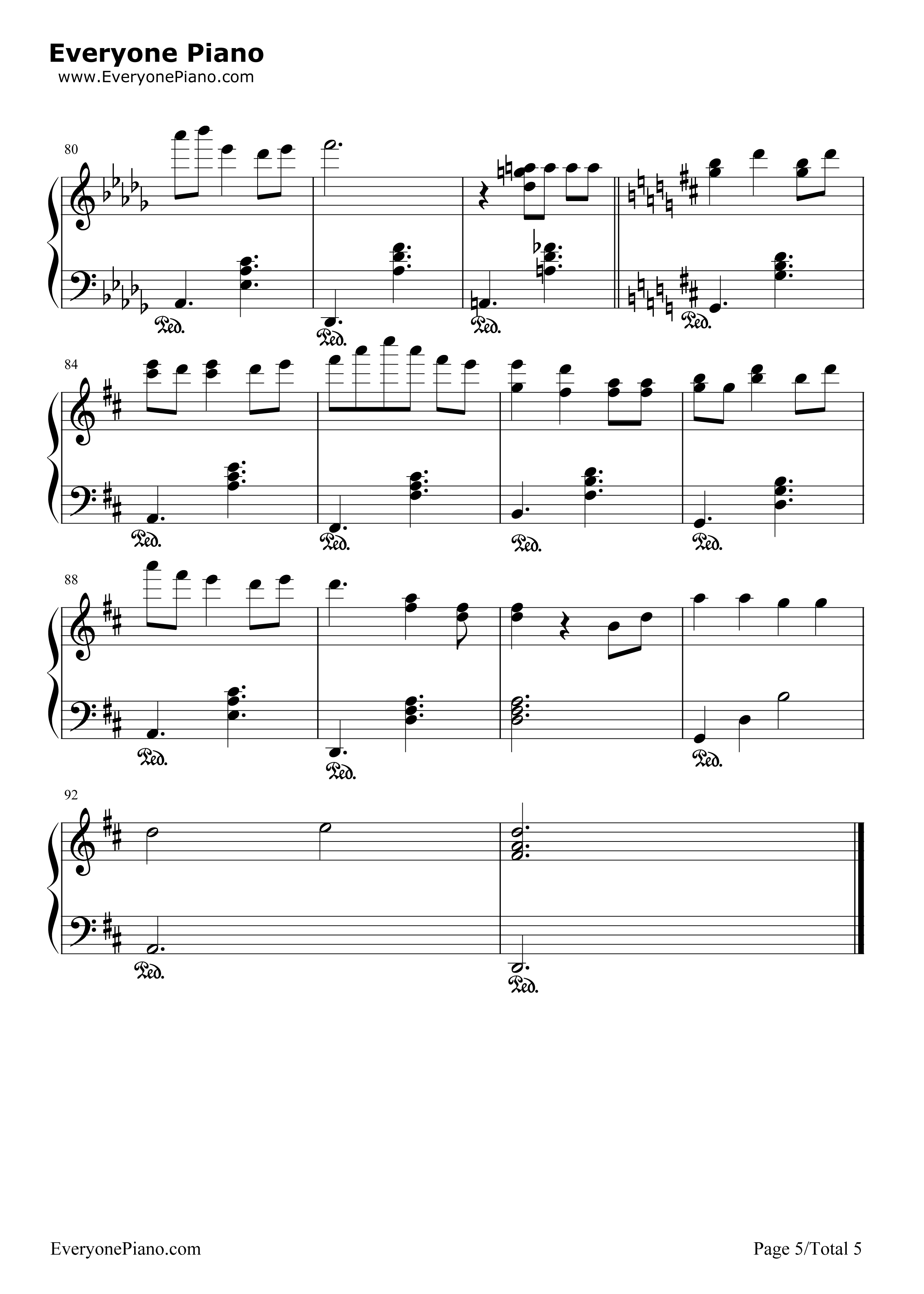 lonely christmas钢琴谱-陈奕迅5