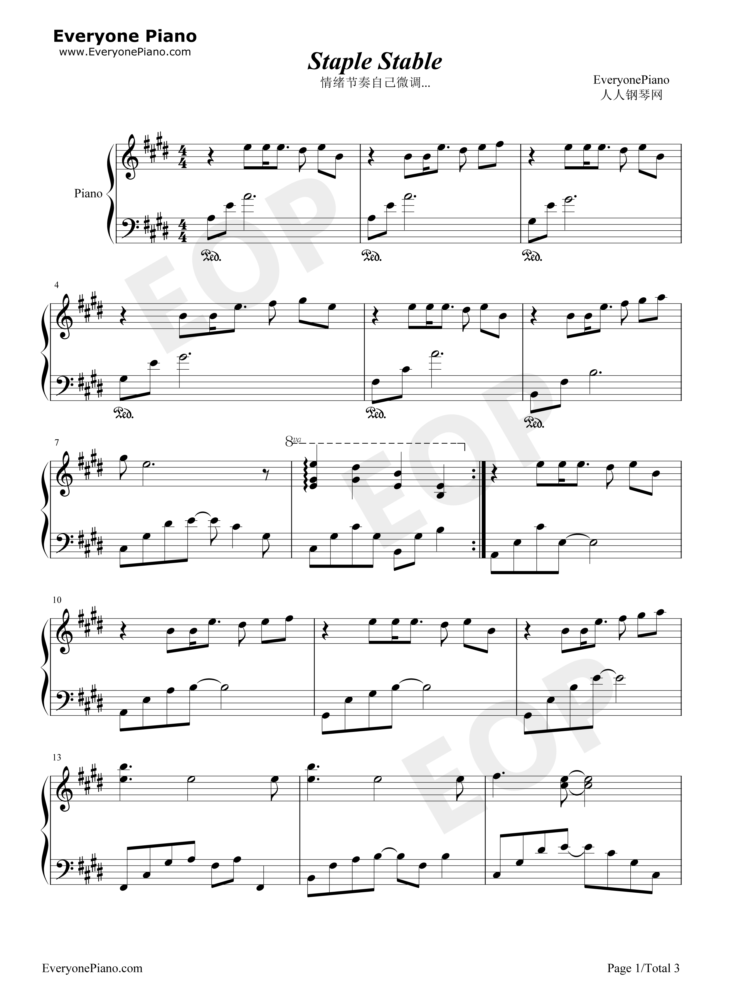 Staple Stable钢琴谱-斋藤千和1