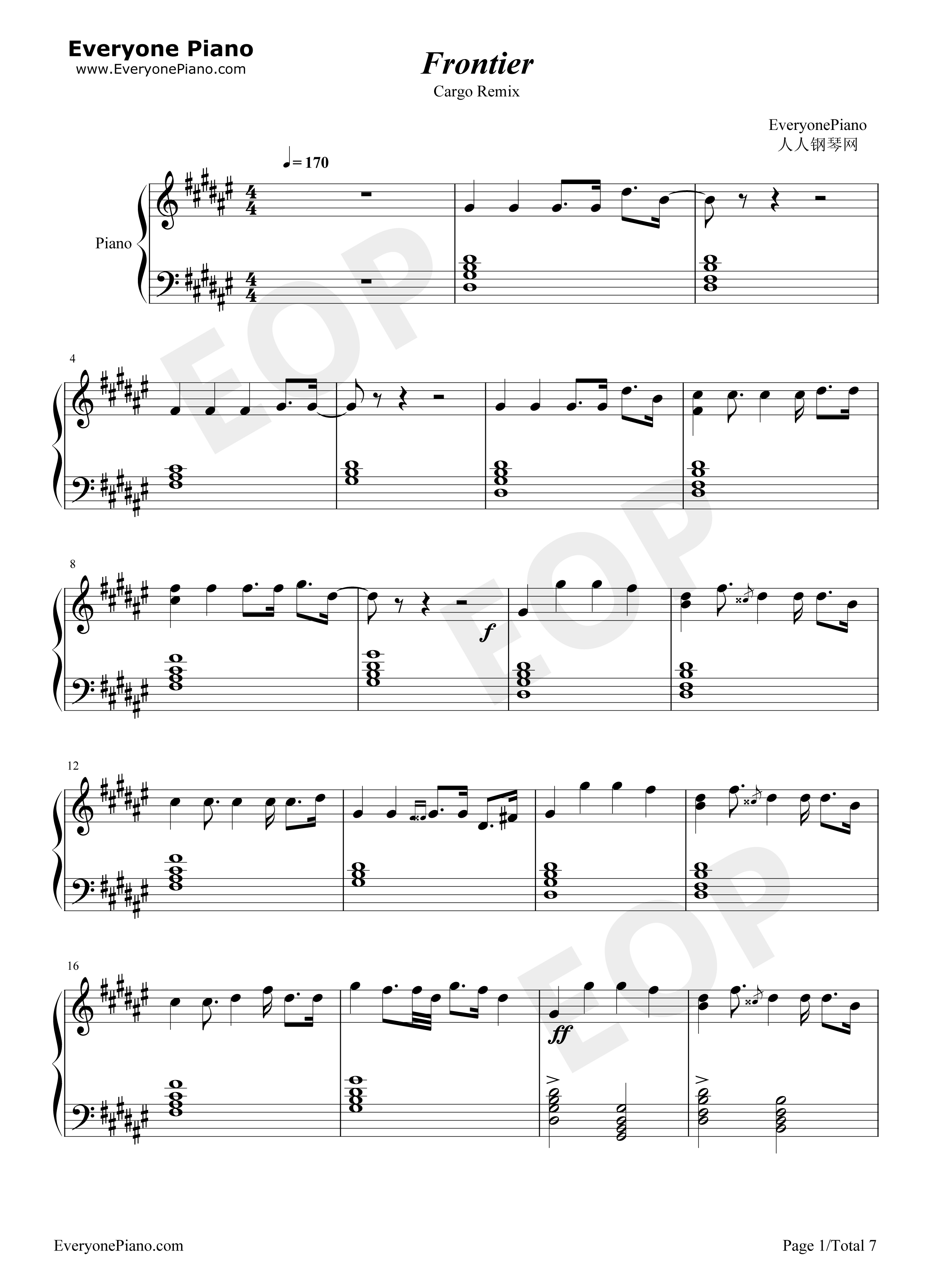 Frontier钢琴谱-Cargo1