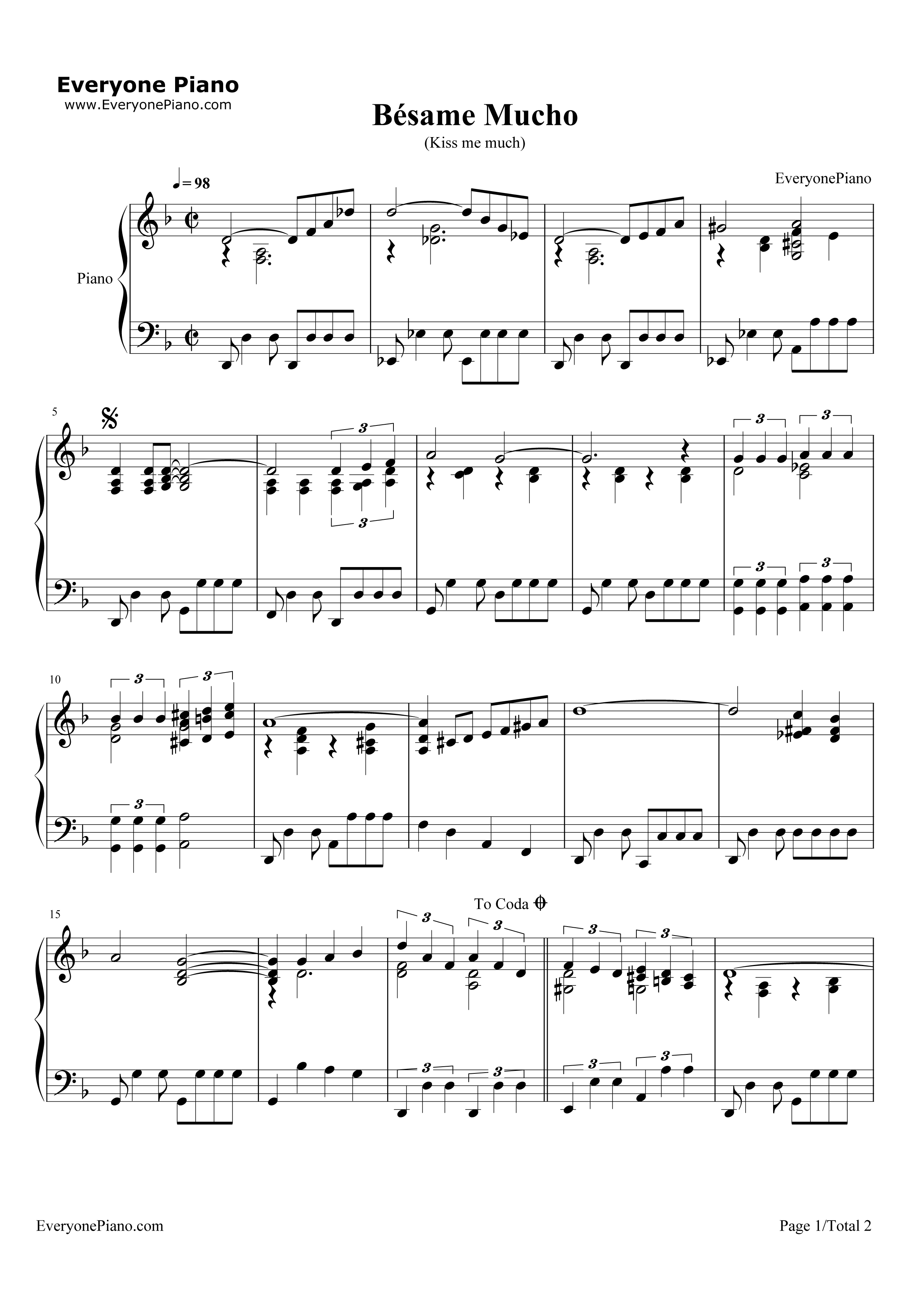 Besame Mucho钢琴谱-Consuelo Velazquez1