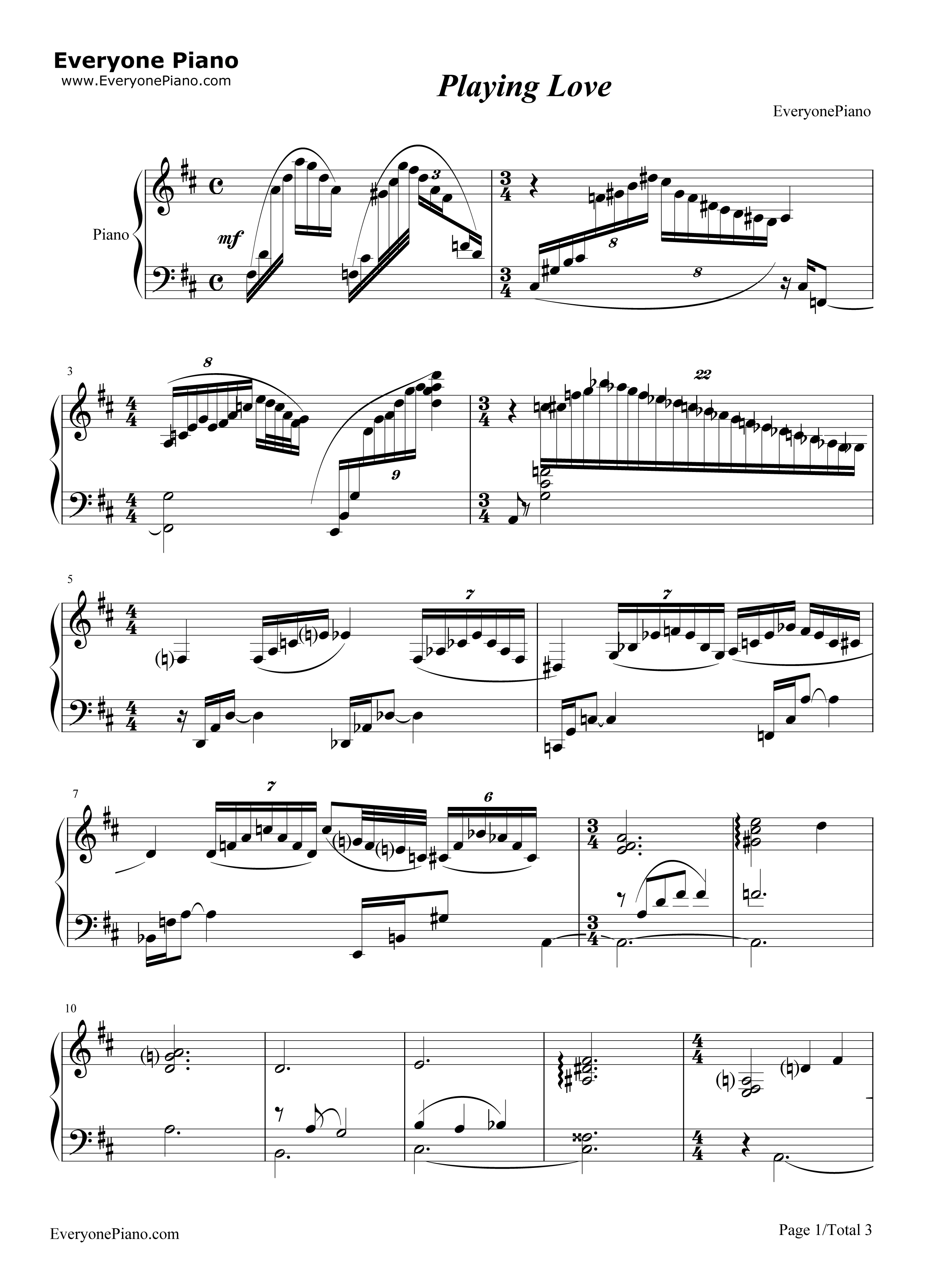 Playing Love钢琴谱-埃尼奥·莫里康内1