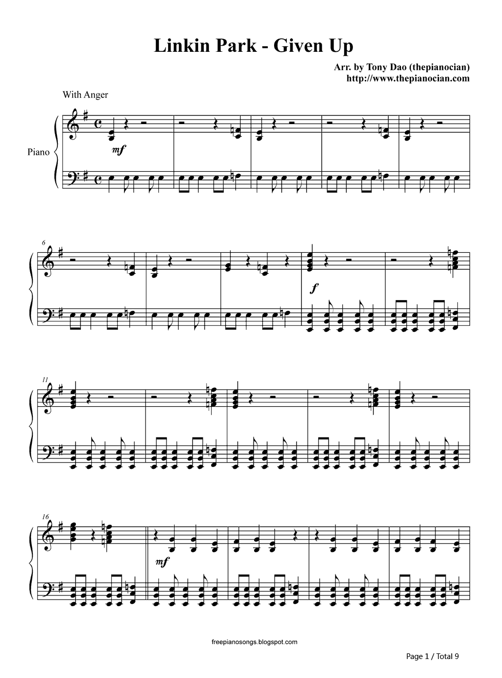 Given Up钢琴谱-Linkin Park1